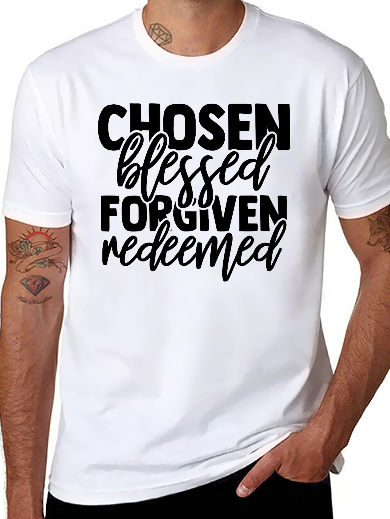 Chosen Blessed Forgiven Redeemed Graphic T-Shirt
