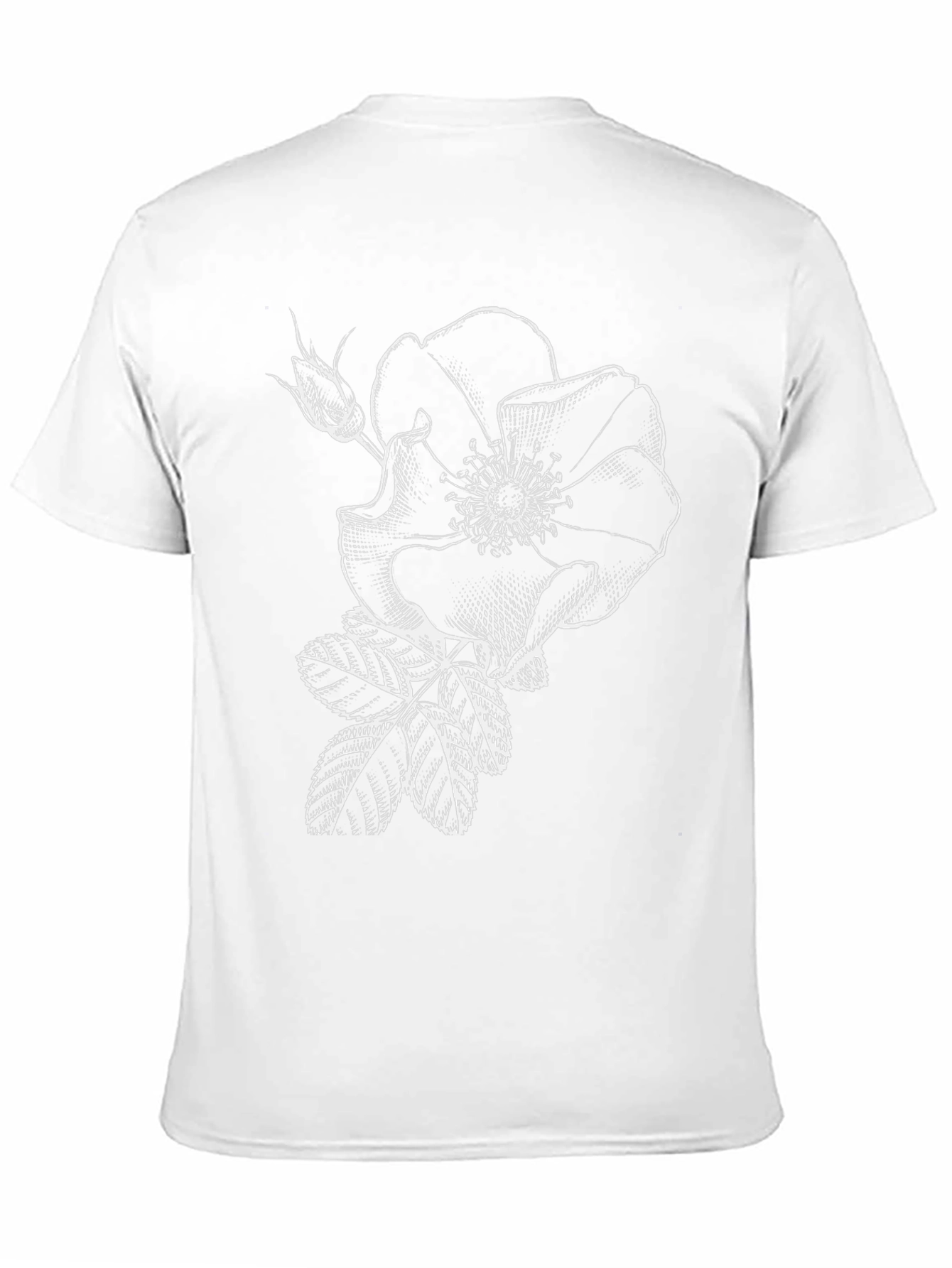 Black T-Shirt with White Rose Graphic