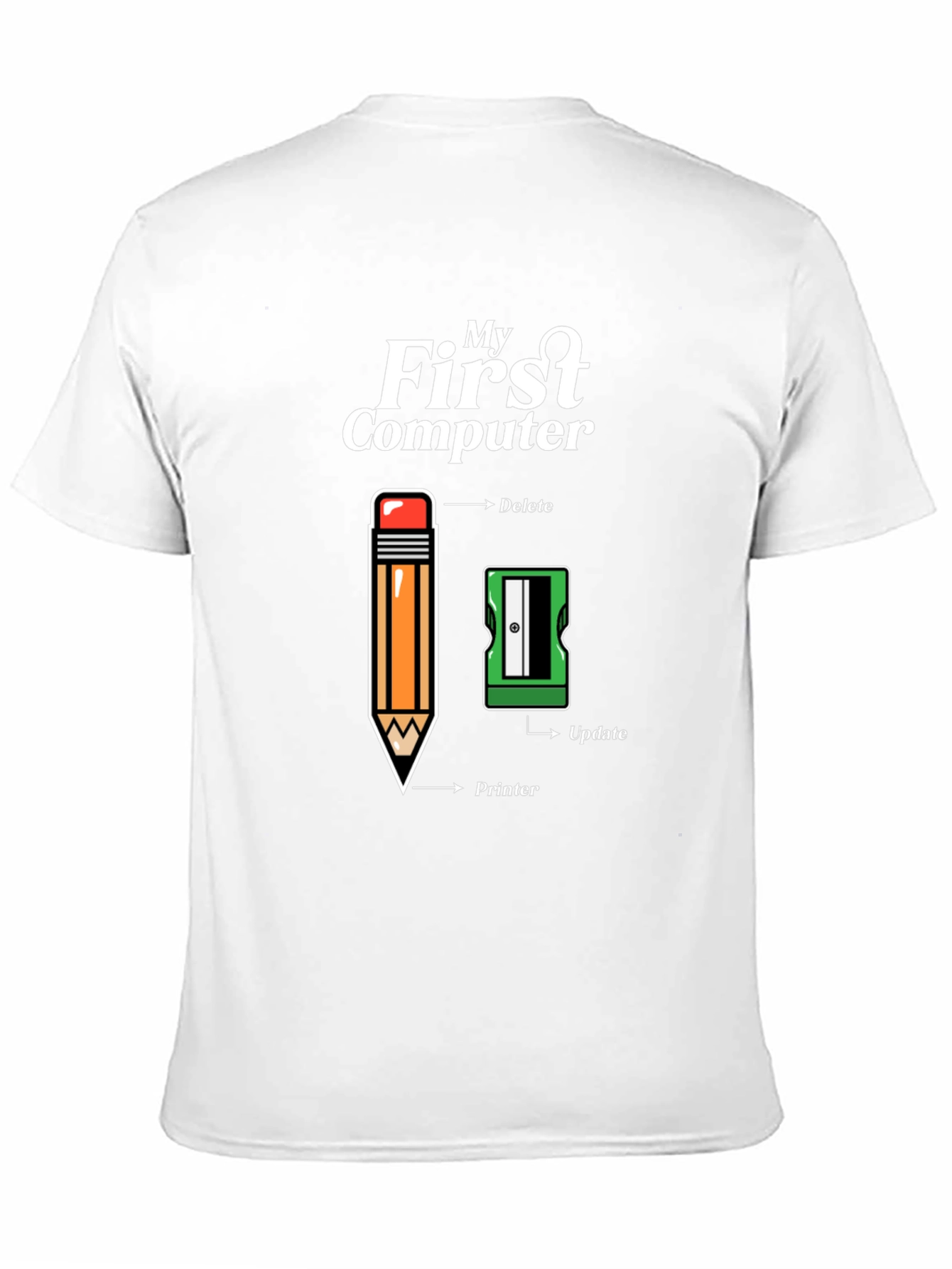 My First Computer T-Shirt - Pencil & Sharpener Design