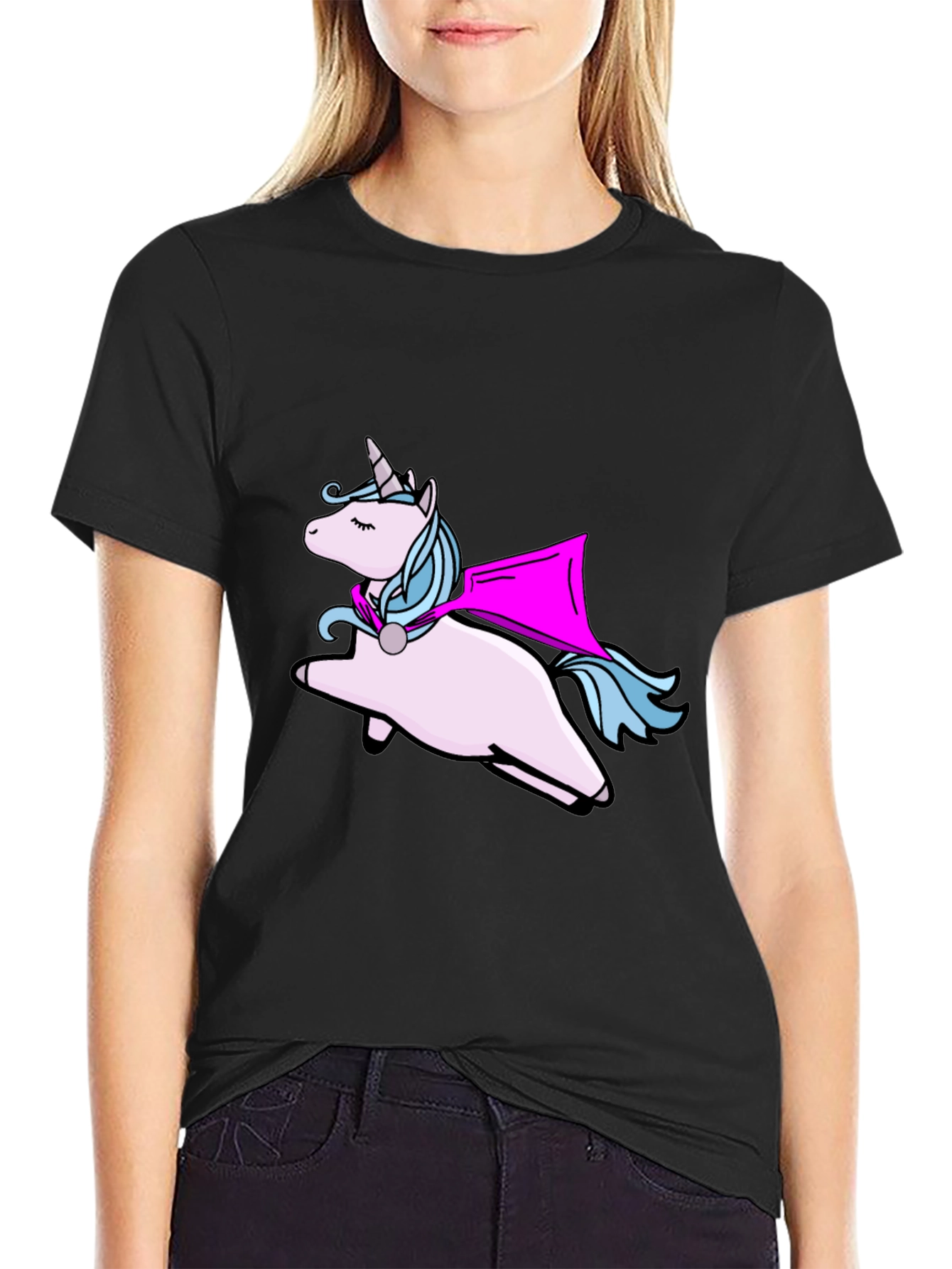 Unicorn Superhero Black T-Shirt