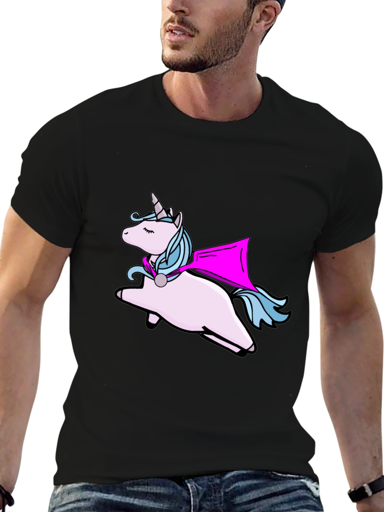 Unicorn Superhero Black T-Shirt