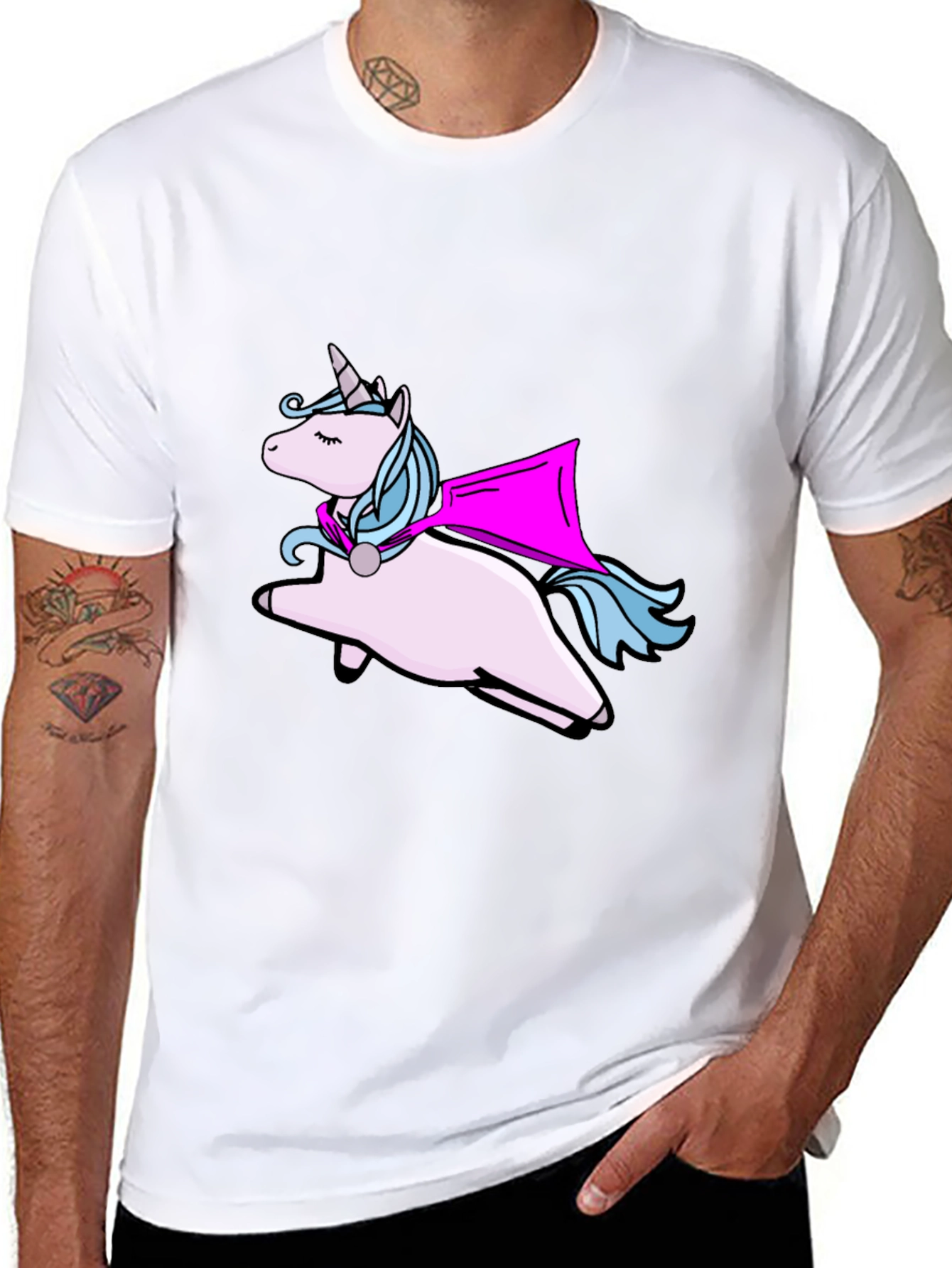 Unicorn Superhero Black T-Shirt