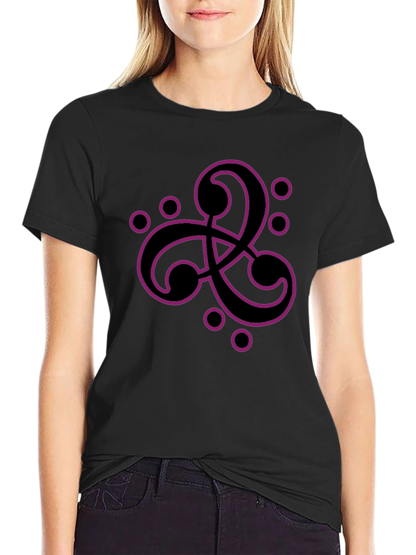 Black T-Shirt with Purple Celtic Design