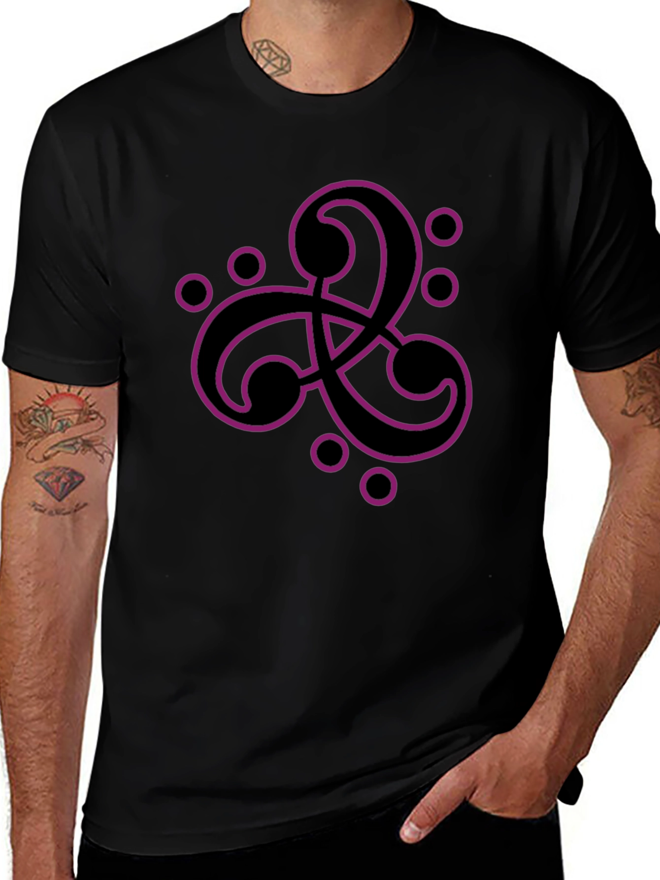 Black T-Shirt with Purple Celtic Design