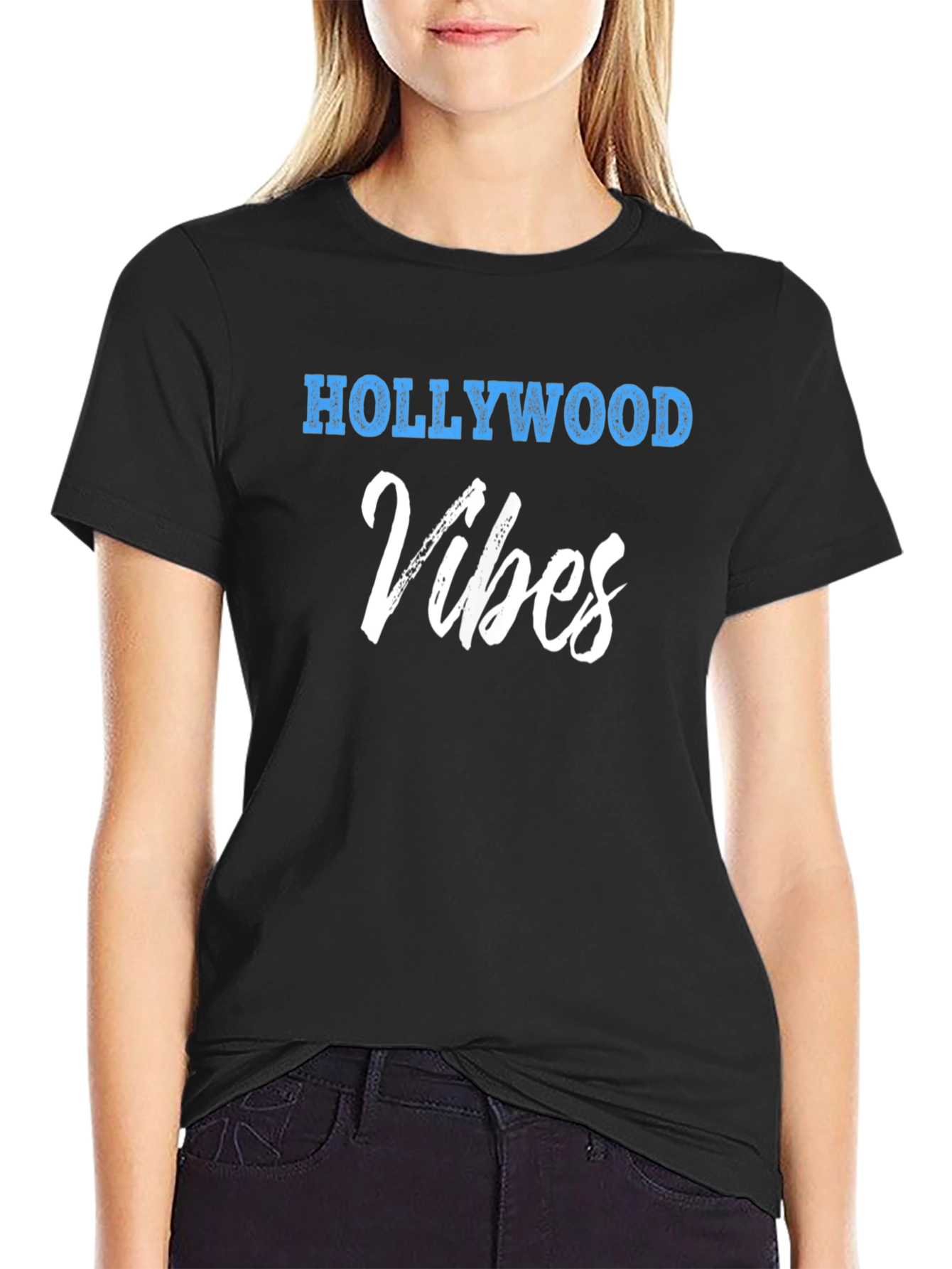 Hollywood Vibes Black Graphic Tee