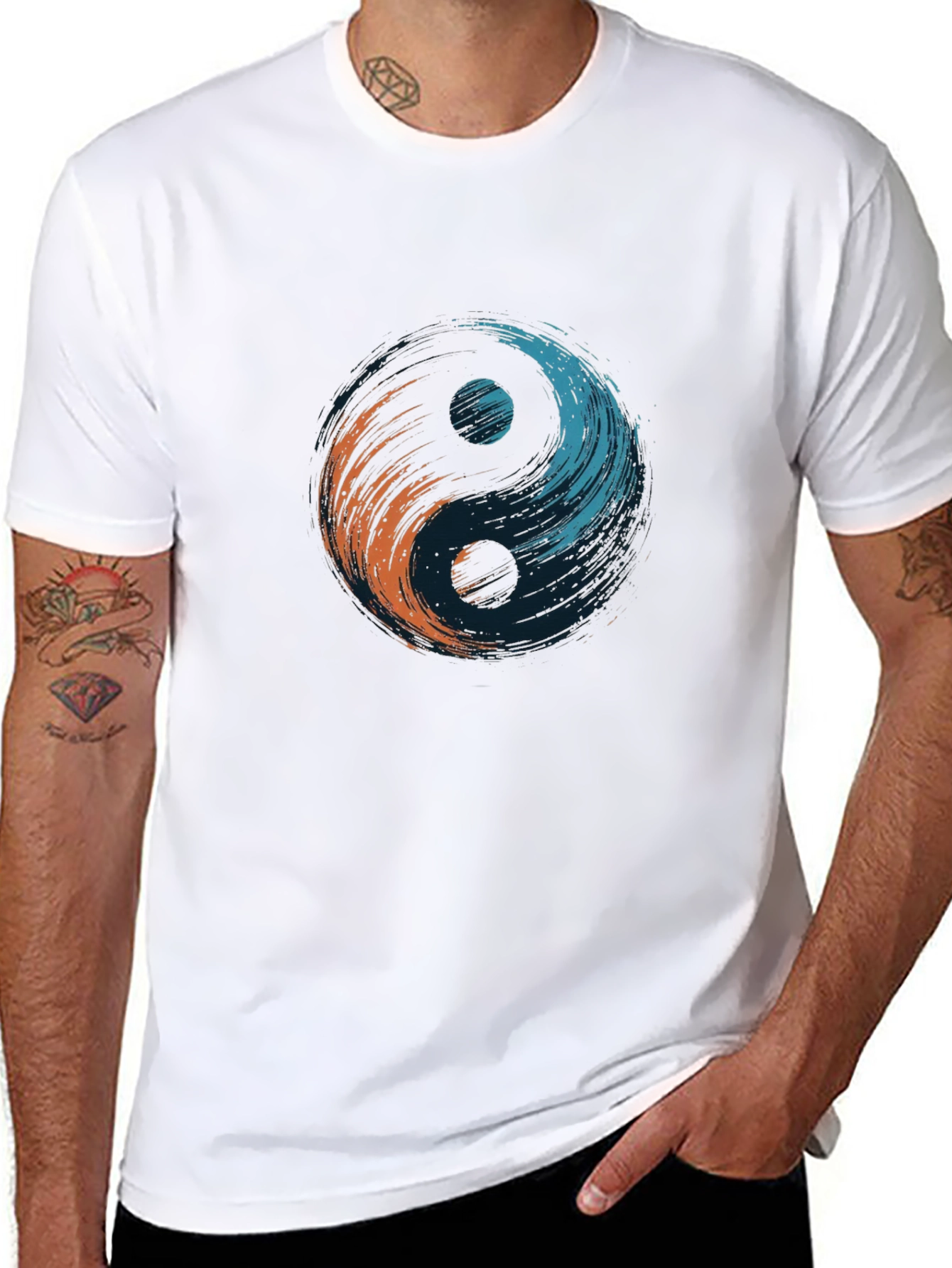 Yin Yang Brushstroke Tee - Black