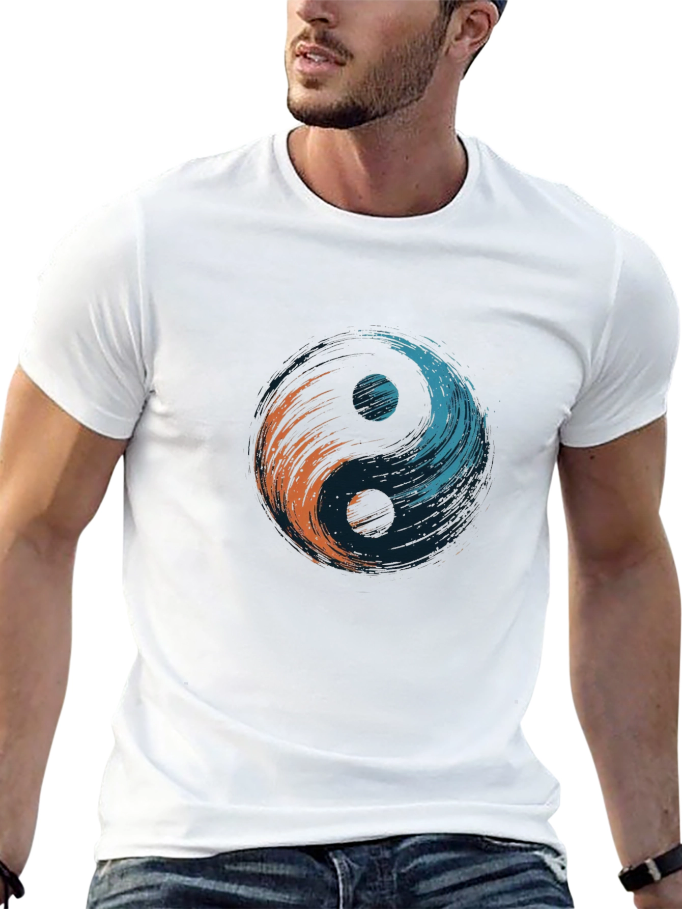Yin Yang Brushstroke Tee - Black