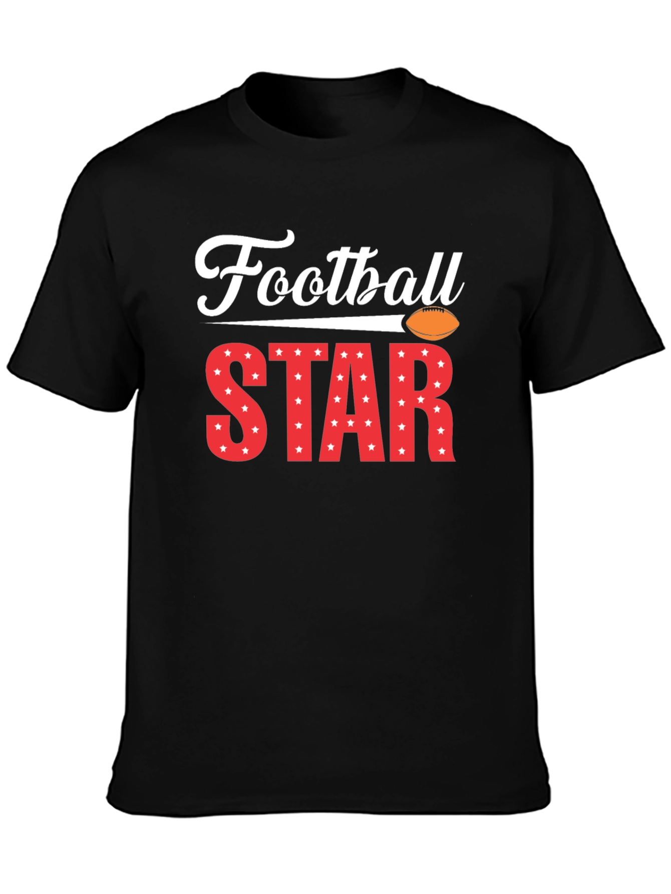 Football Star Graphic Tee - Black Cotton T-Shirt