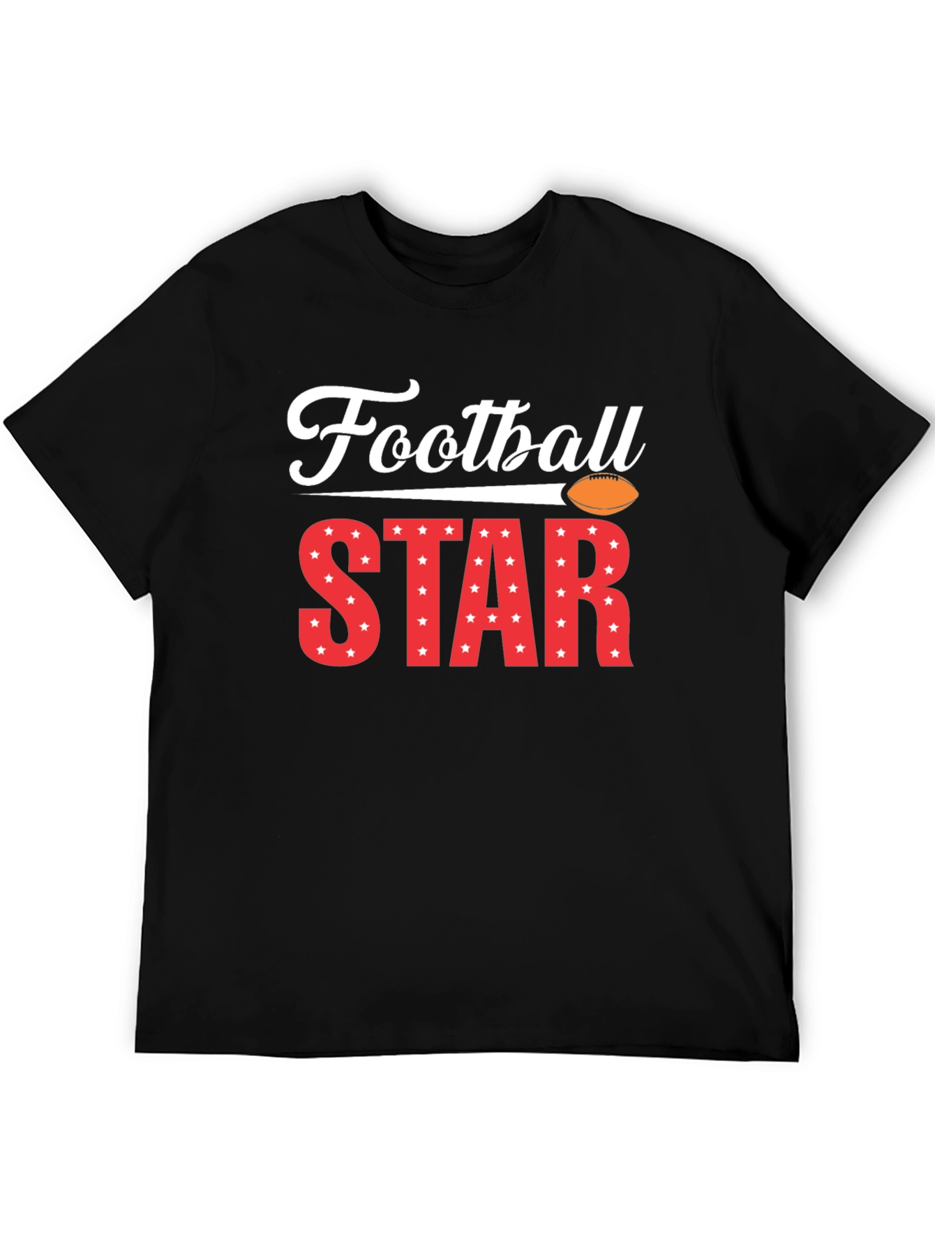 Football Star Graphic Tee - Black Cotton T-Shirt