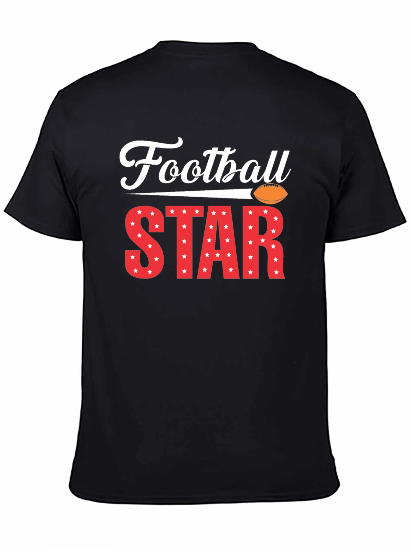 Football Star Graphic Tee - Black Cotton T-Shirt
