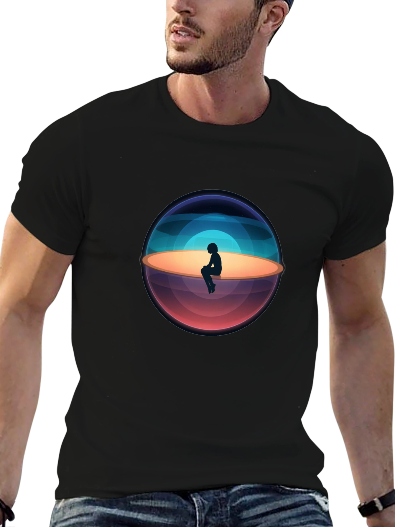 Solitude Graphic Tee - Black Cotton Blend