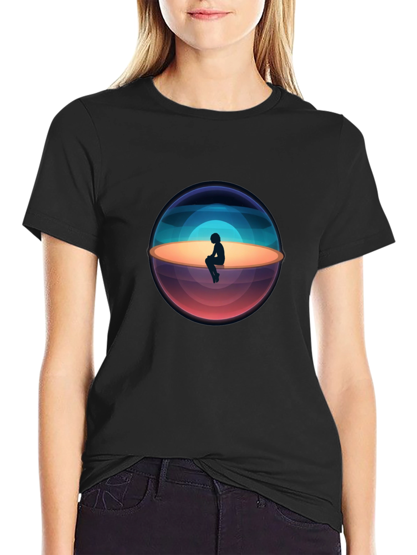 Solitude Graphic Tee - Black Cotton Blend
