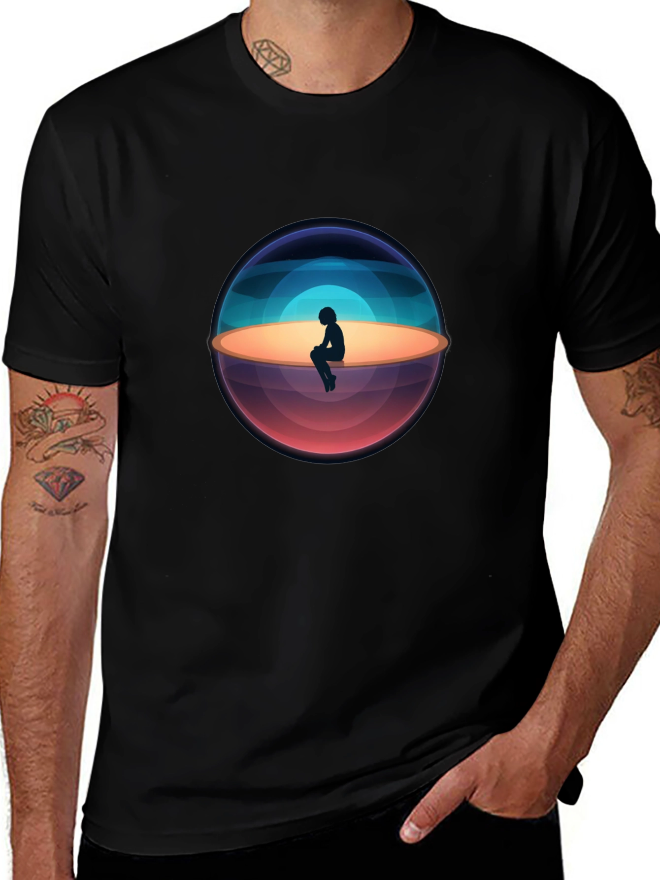 Solitude Graphic Tee - Black Cotton Blend