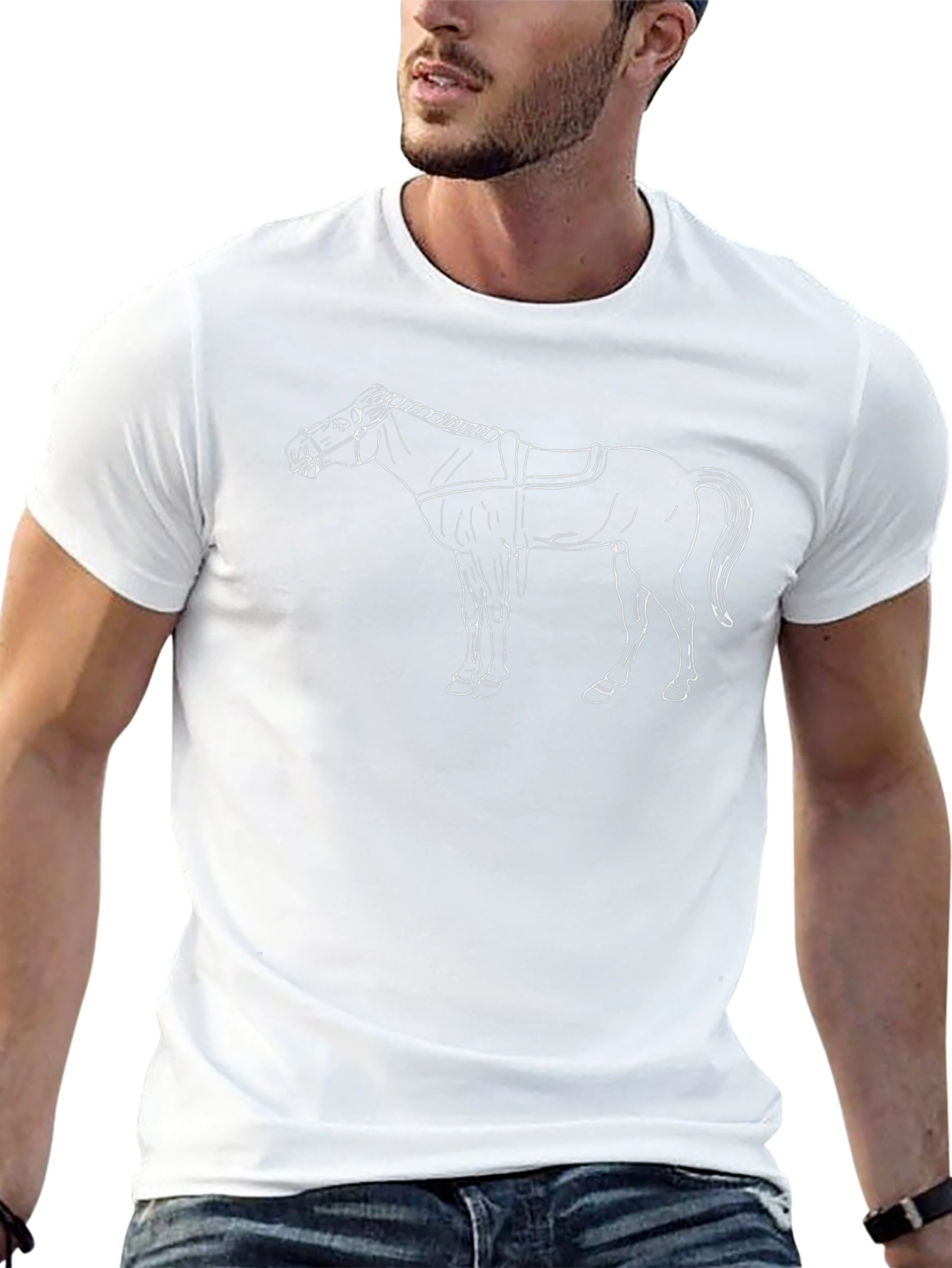 Horse Graphic Print Black T-Shirt