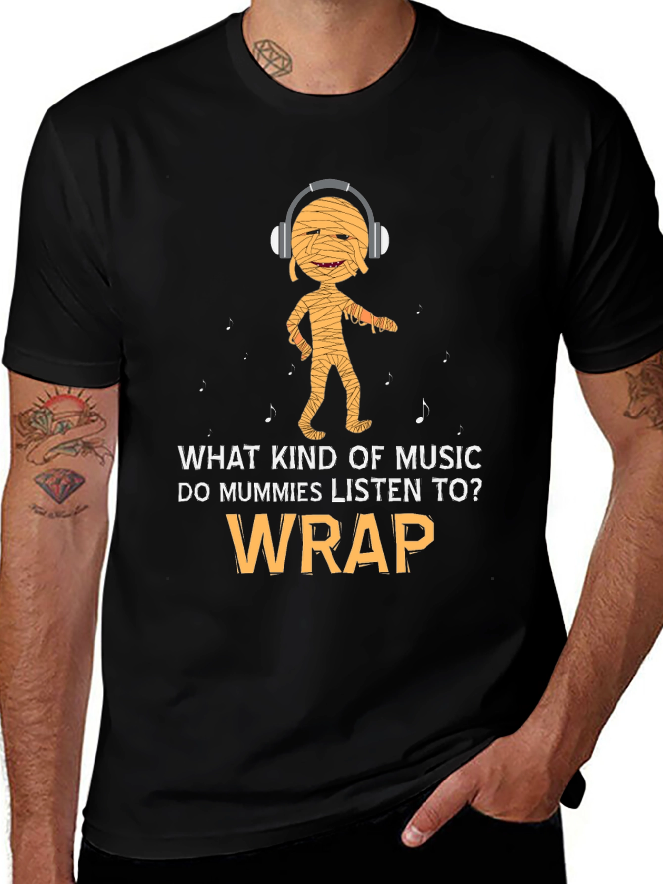 Mummy Wrap Music T-Shirt Halloween Funny Gift