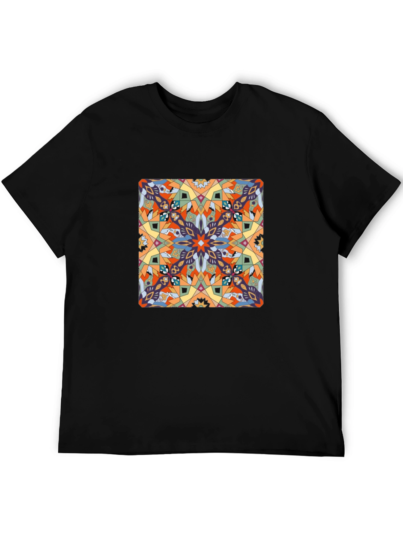 Abstract Pattern Graphic Print Tee - Black