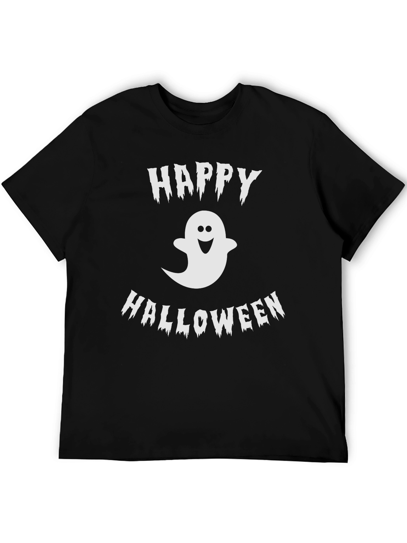 Happy Halloween Ghost Graphic Tee - Black