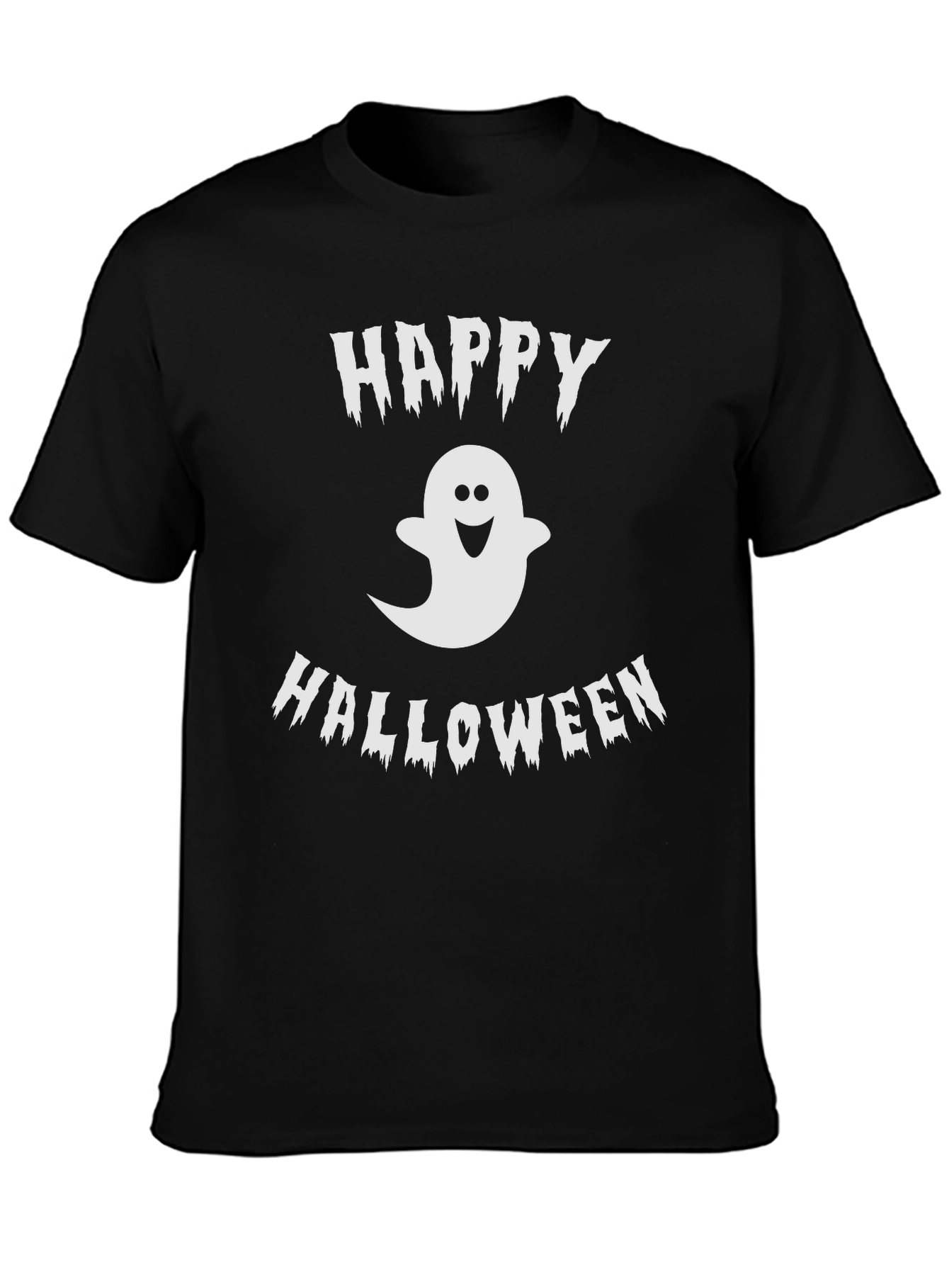 Happy Halloween Ghost Graphic Tee - Black
