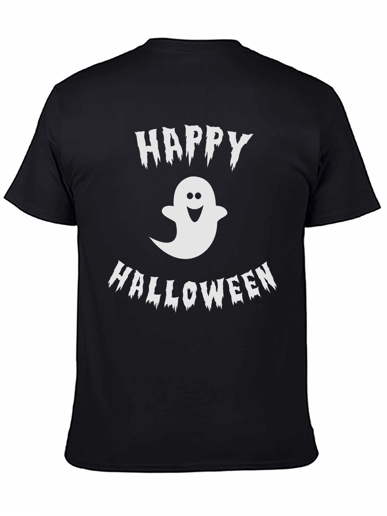 Happy Halloween Ghost Graphic Tee - Black