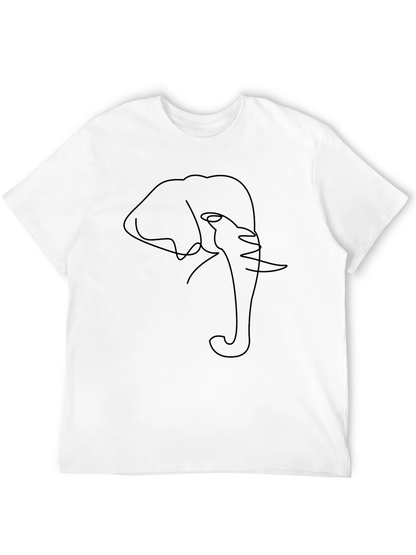 Minimalist Elephant Line Art Black T-Shirt