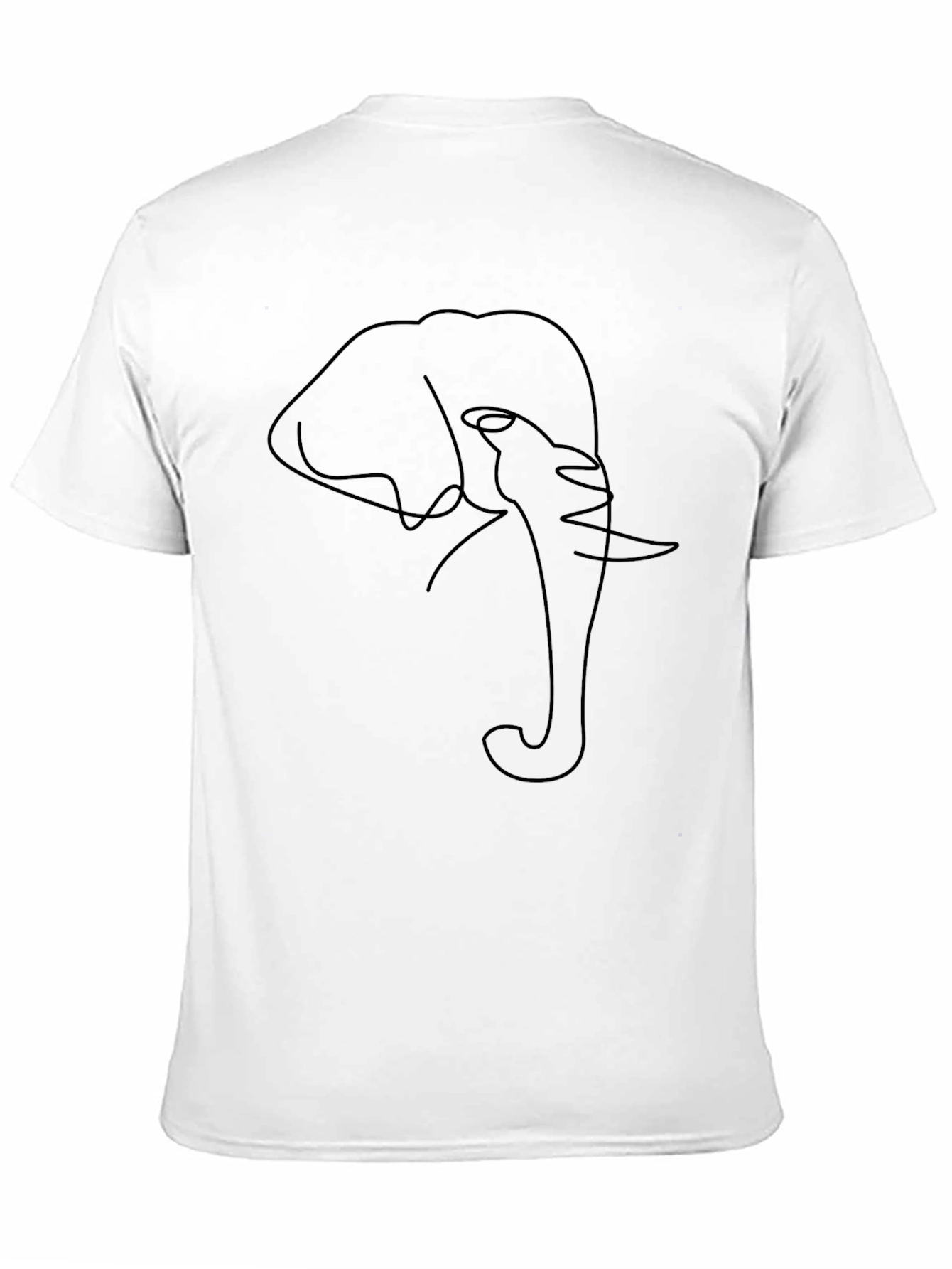 Minimalist Elephant Line Art Black T-Shirt