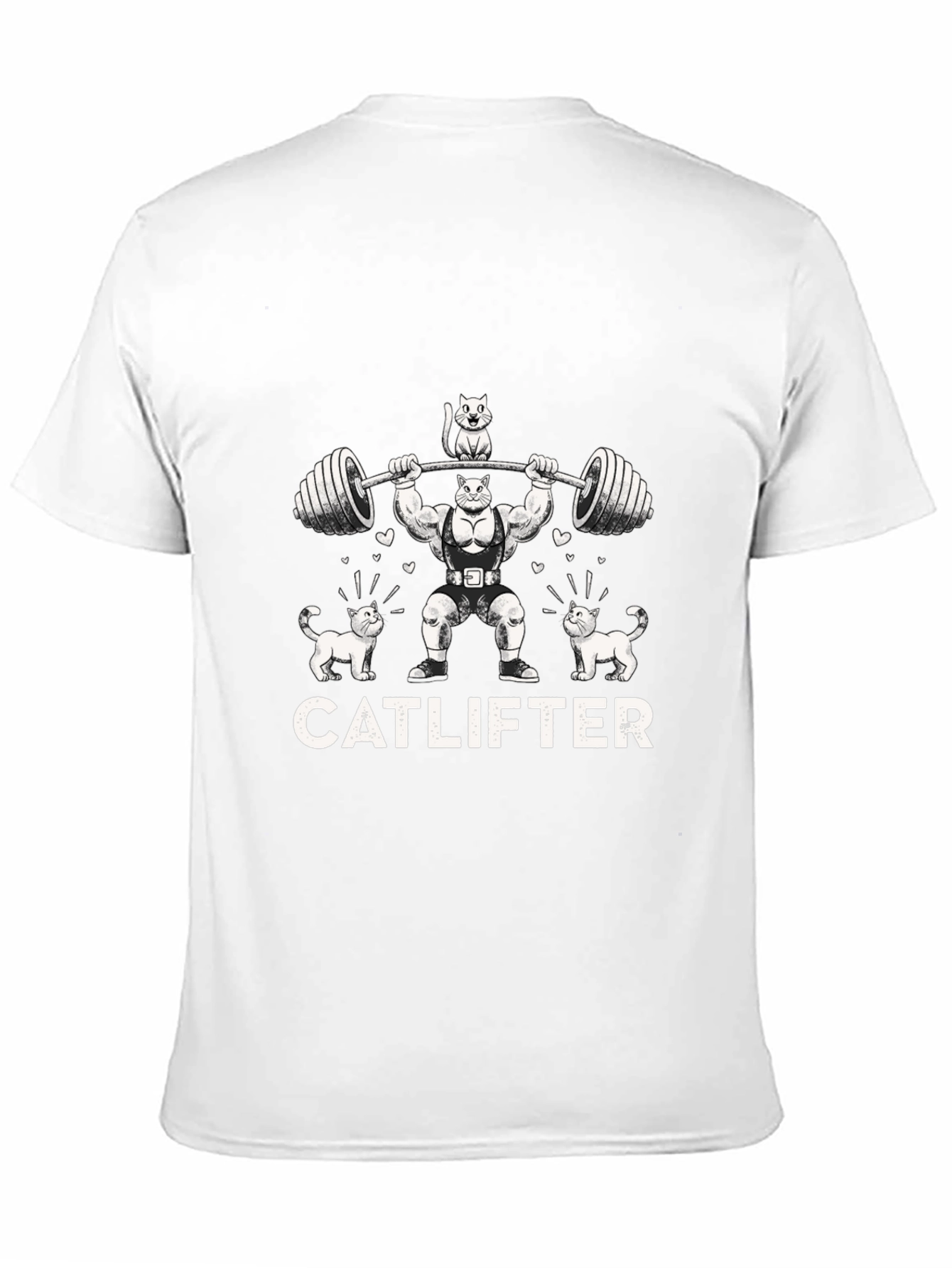 Catlifter Black T-Shirt - Weightlifting Cat Design