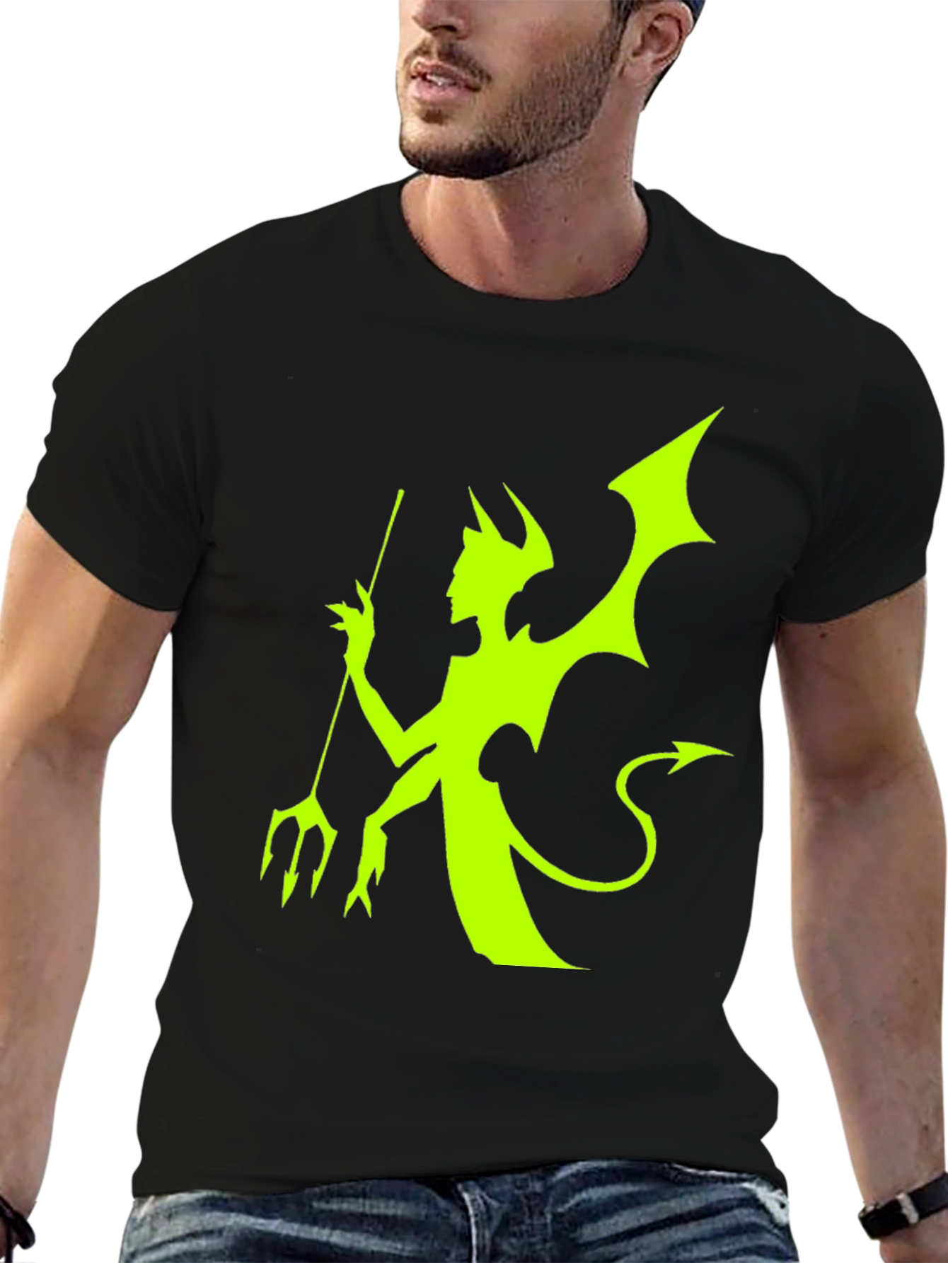 Neon Devil Graphic Black T-Shirt