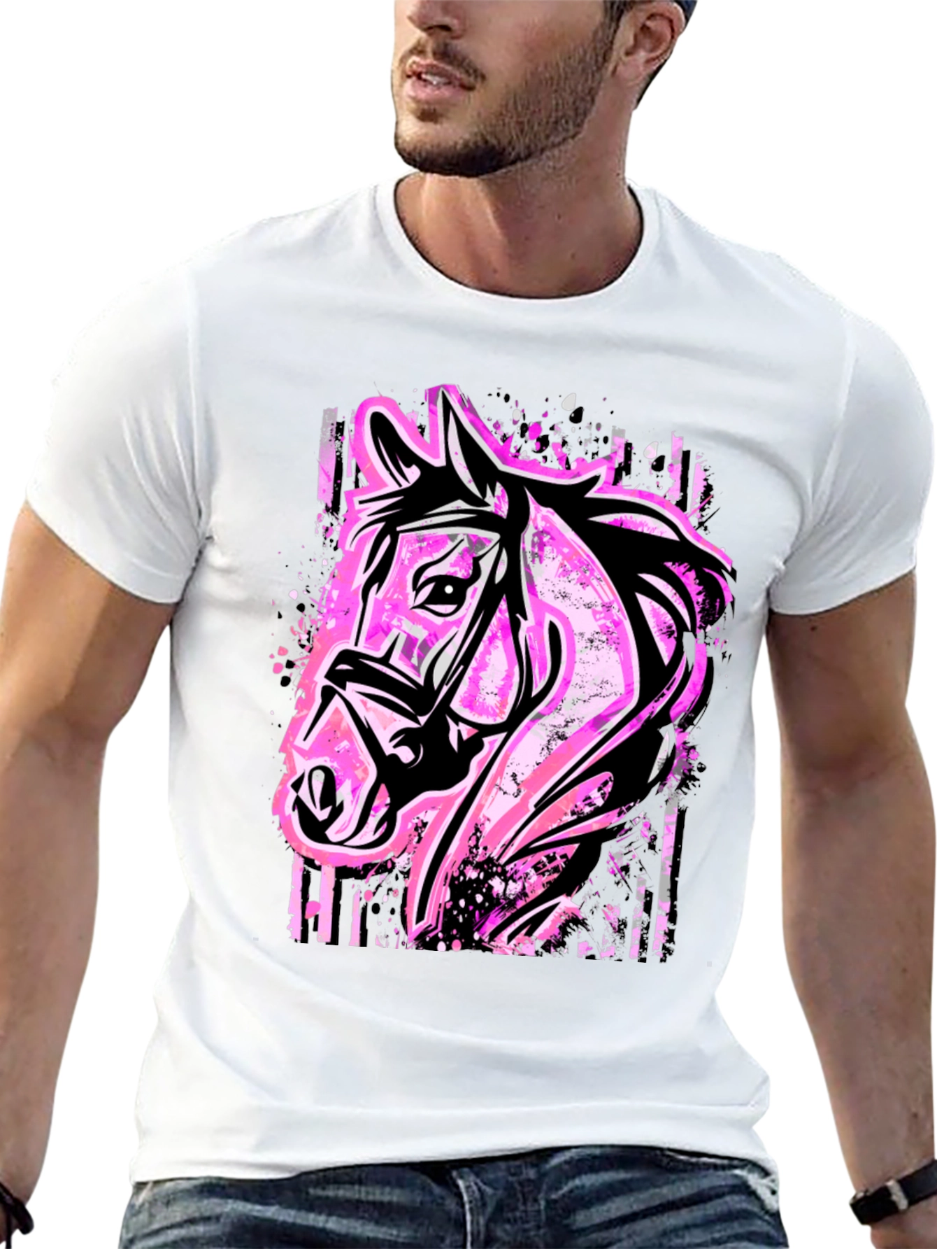 Horse Graphic Tee - Bold Pink Equestrian Style
