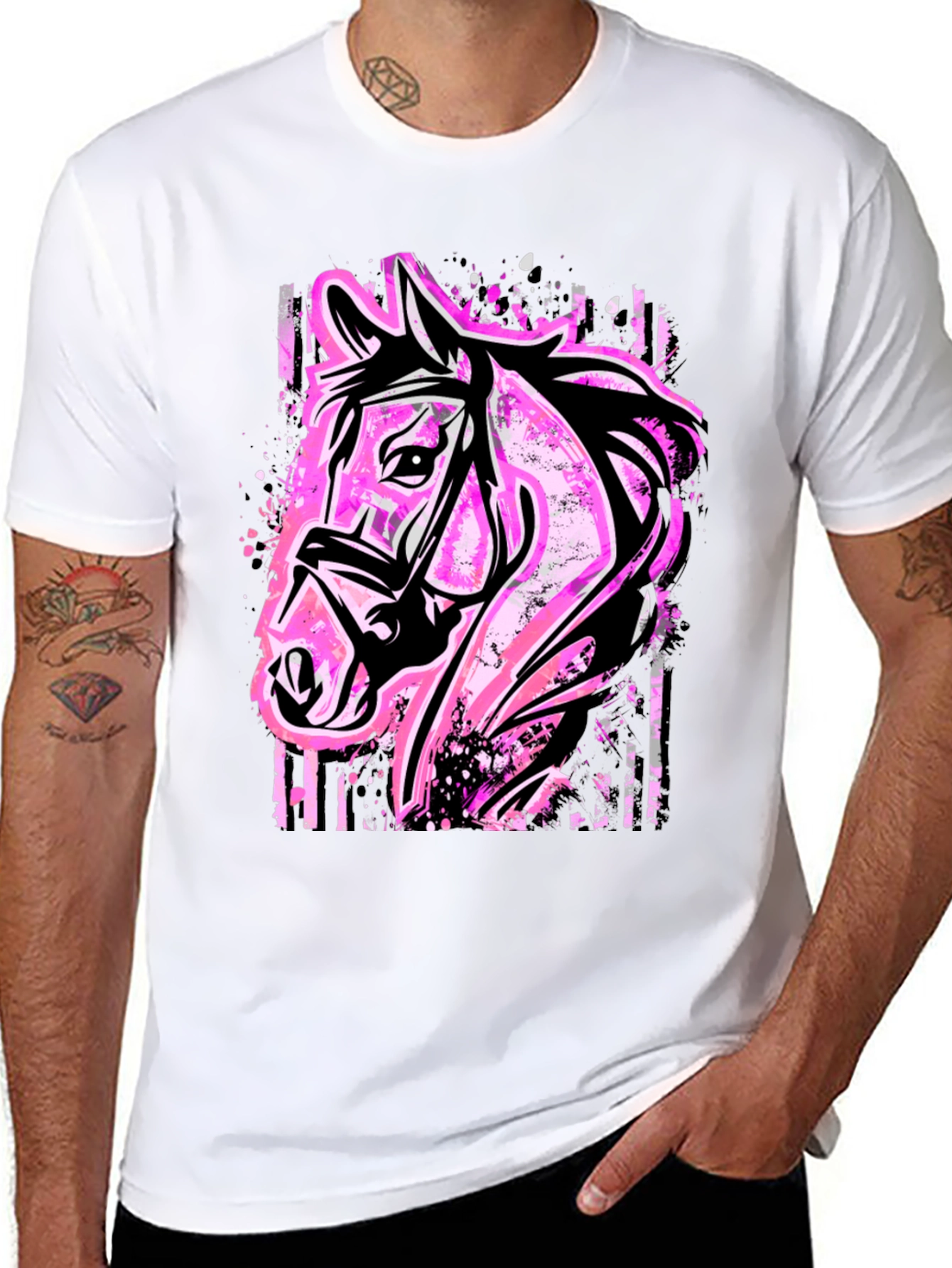 Horse Graphic Tee - Bold Pink Equestrian Style