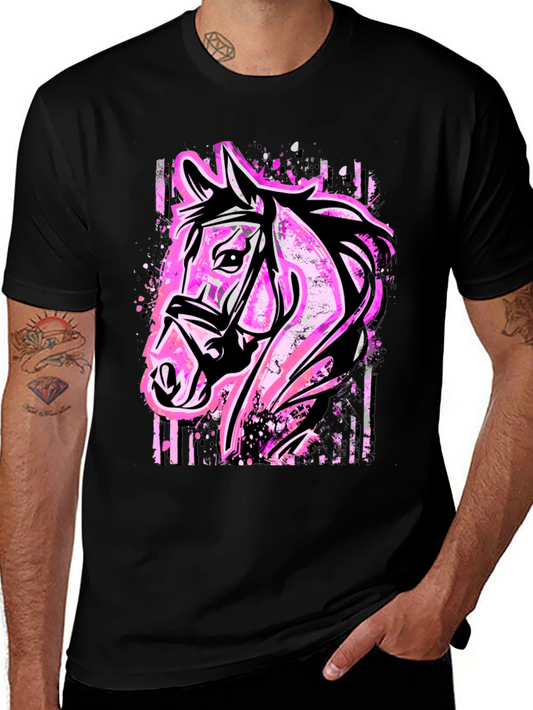 Horse Graphic Tee - Bold Pink Equestrian Style