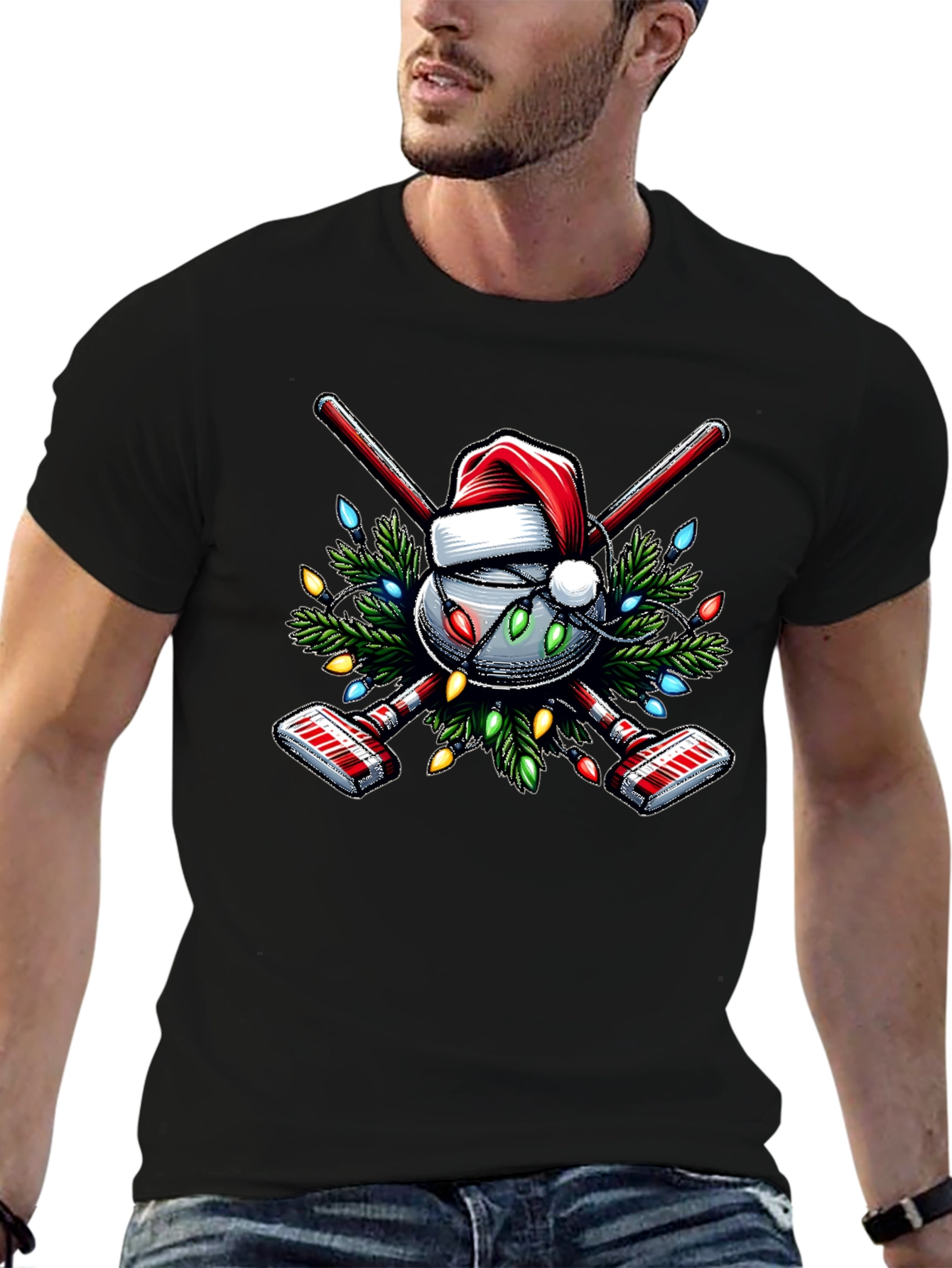 Festive Curling Christmas T-Shirt