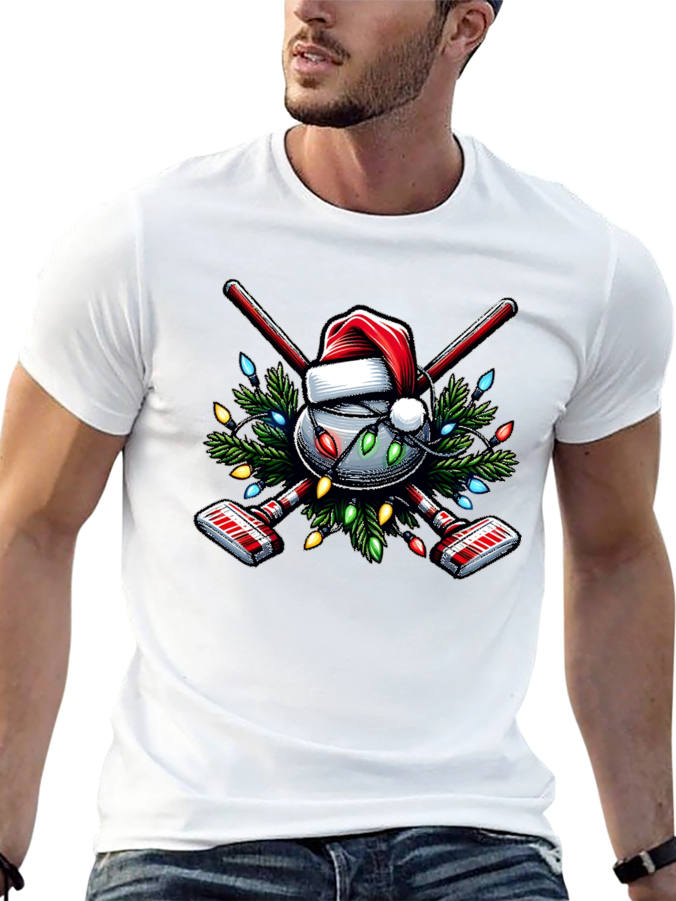 Festive Curling Christmas T-Shirt
