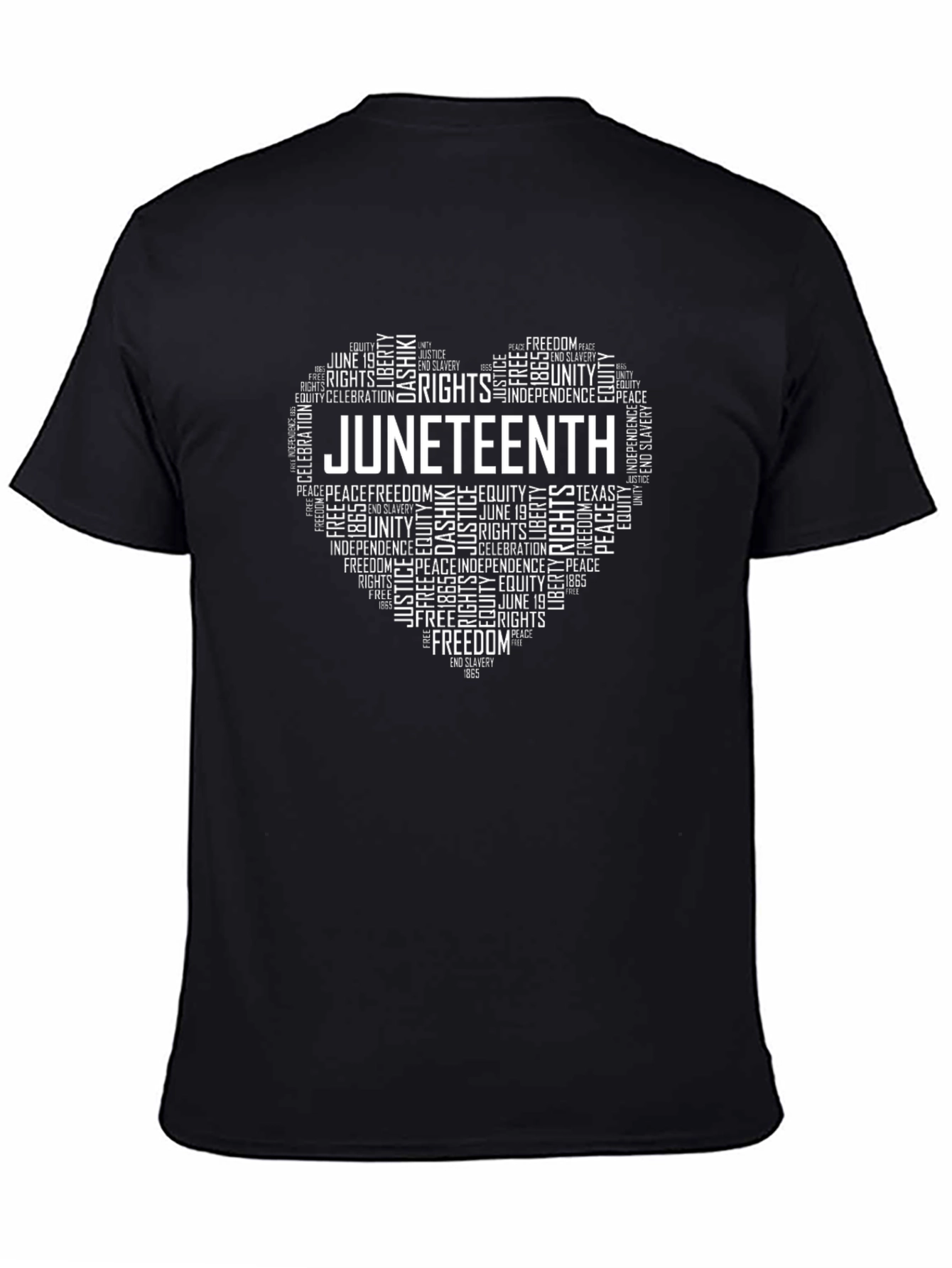Juneteenth Heart Word Art Graphic T-Shirt