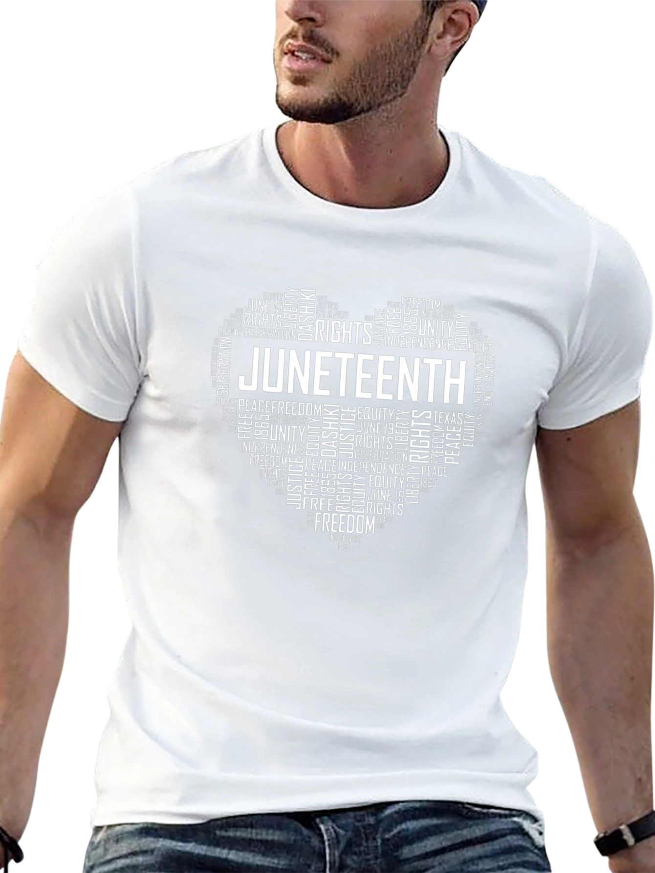 Juneteenth Heart Word Art Graphic T-Shirt