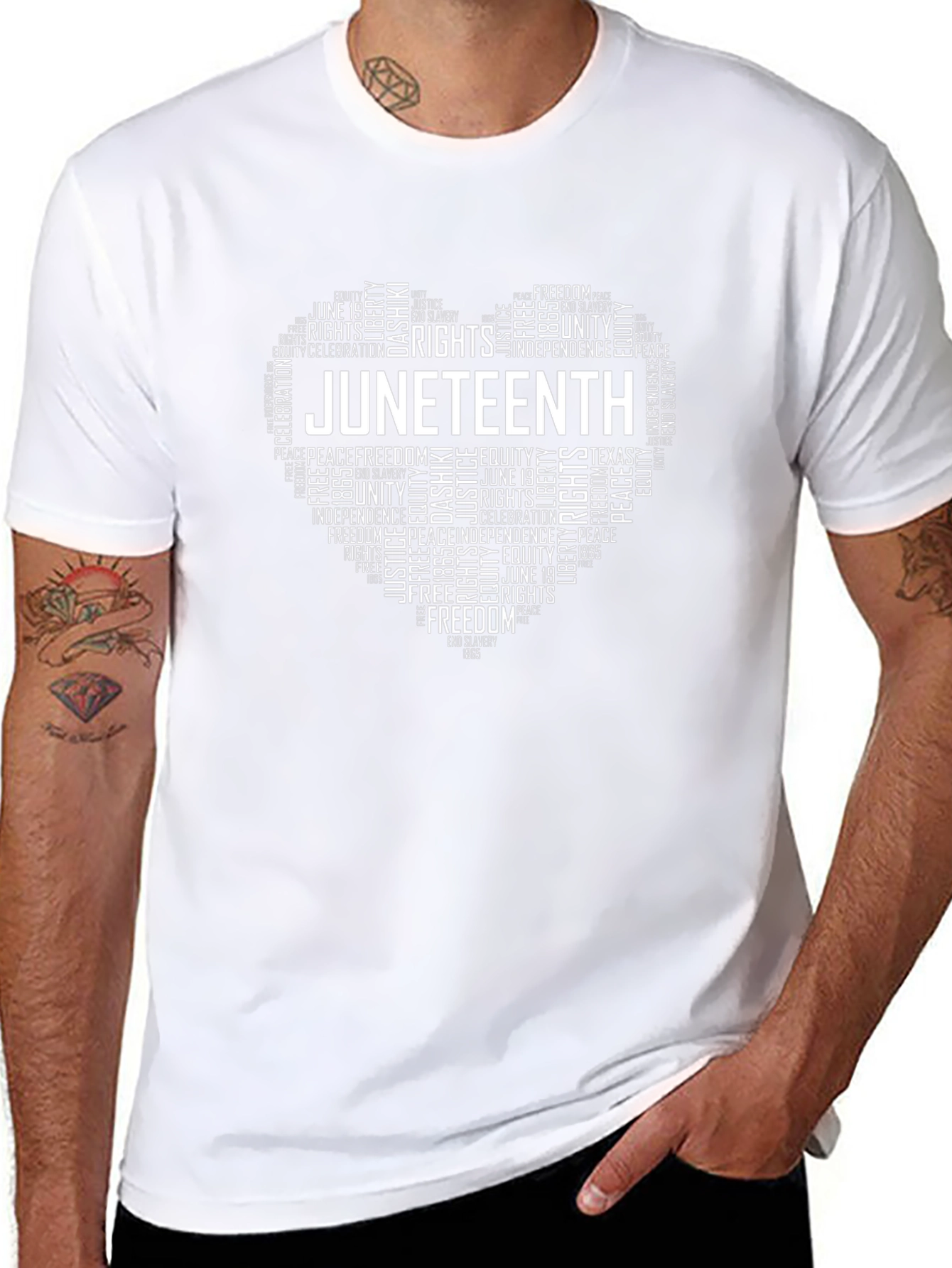Juneteenth Heart Word Art Graphic T-Shirt