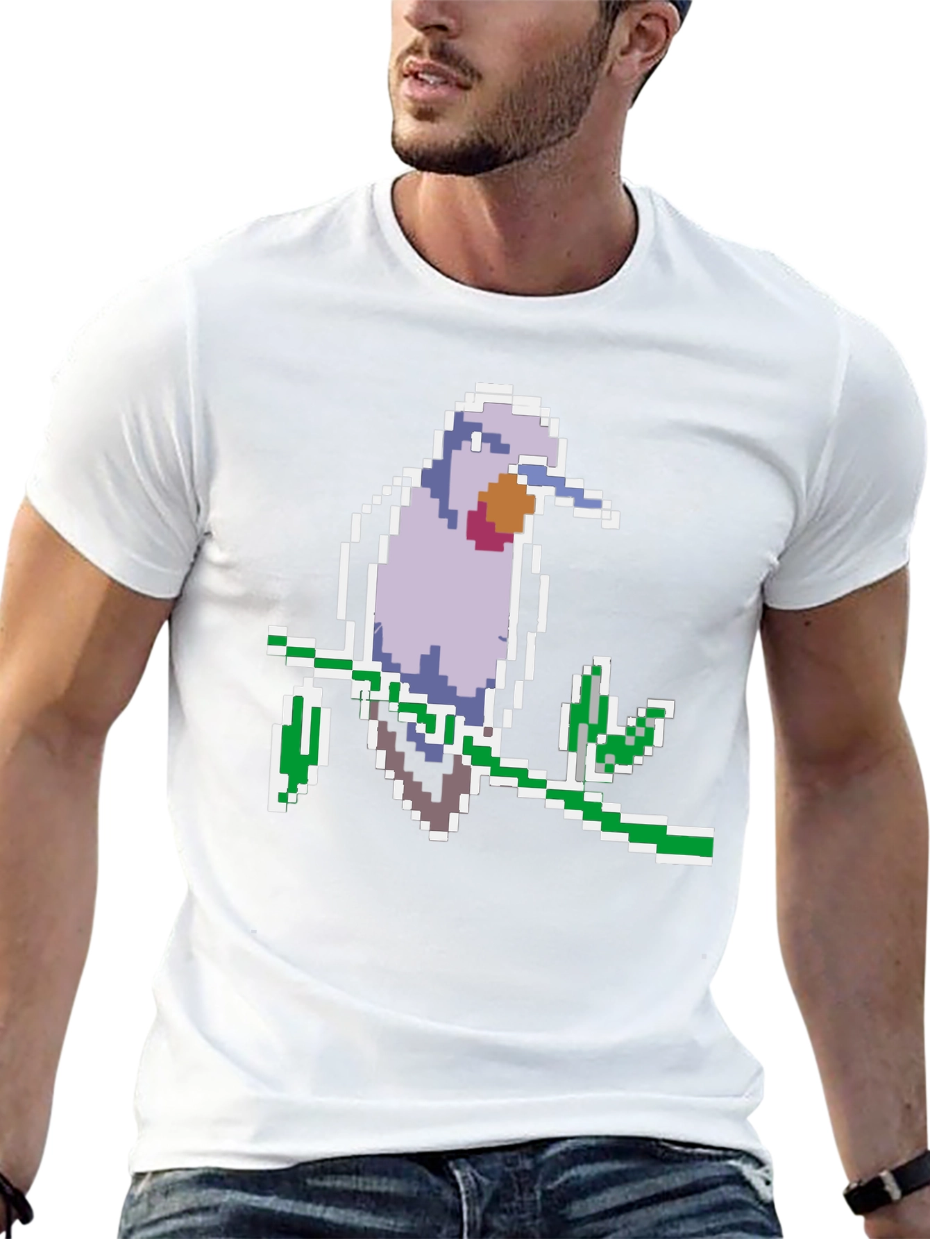 Pixel Bird Graphic Tee - Black Cotton Comfort