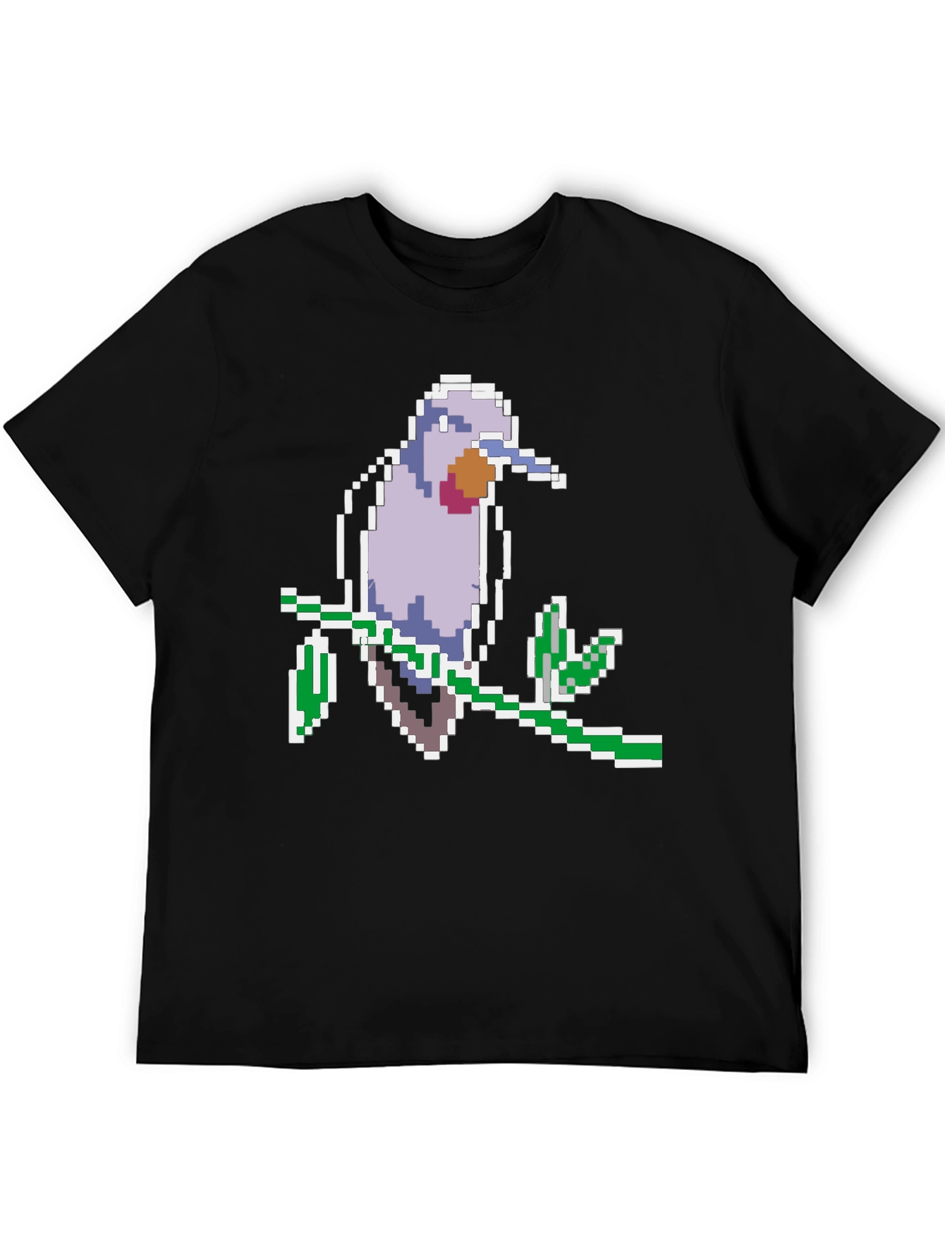 Pixel Bird Graphic Tee - Black Cotton Comfort