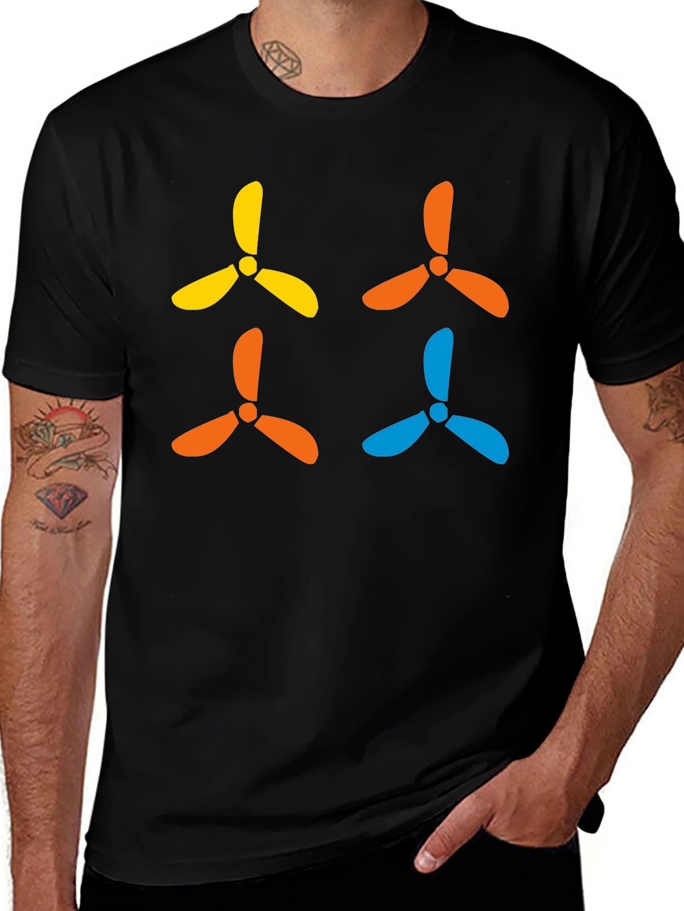 Funky Propeller T-Shirt - Black Cotton Tee