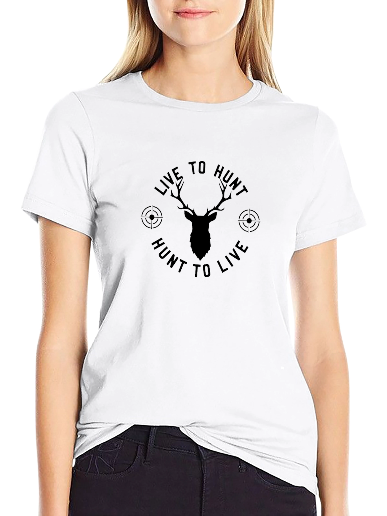 Live to Hunt Deer Graphic Black T-Shirt