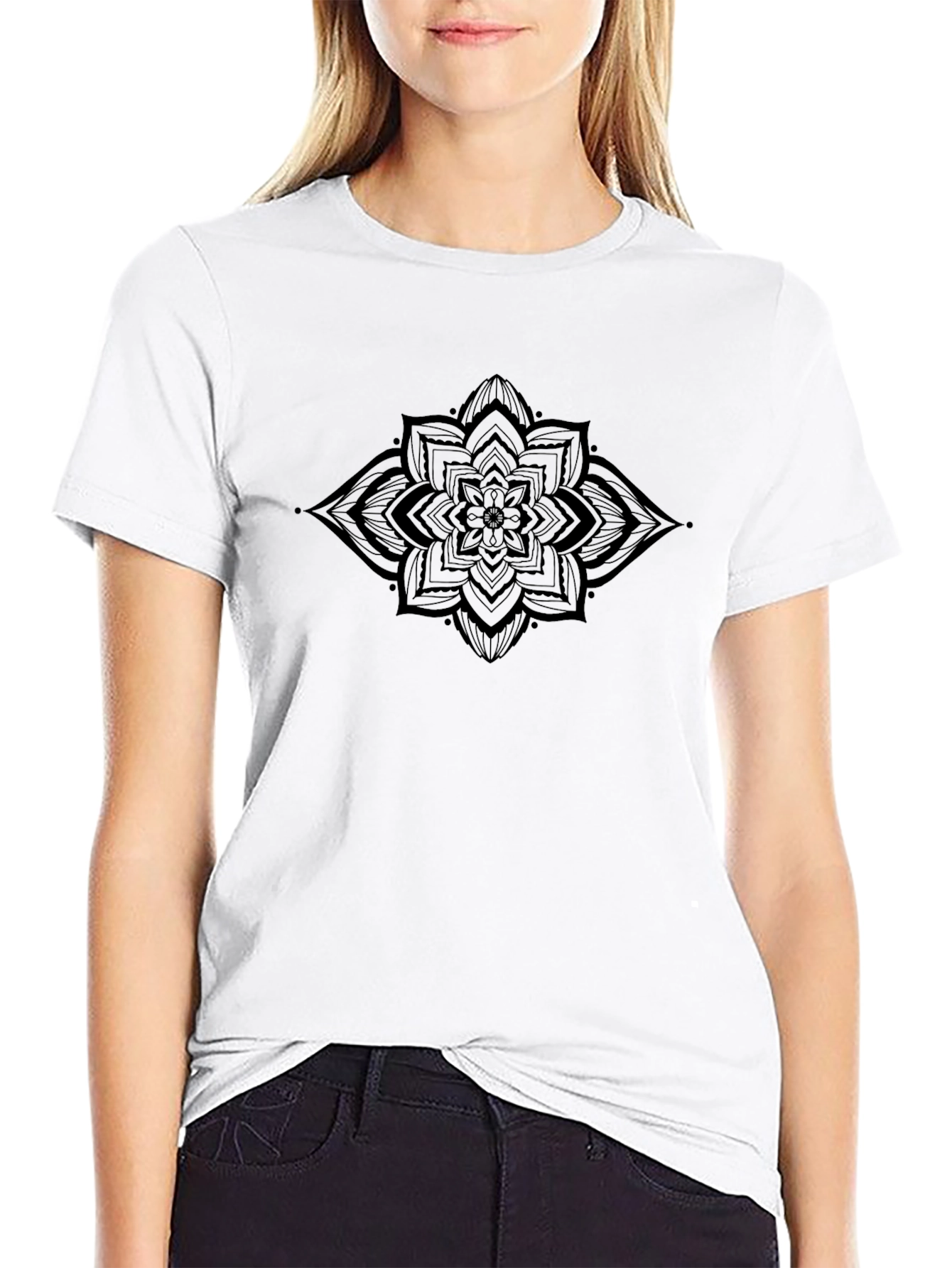 Mens Black Mandala Graphic T-Shirt