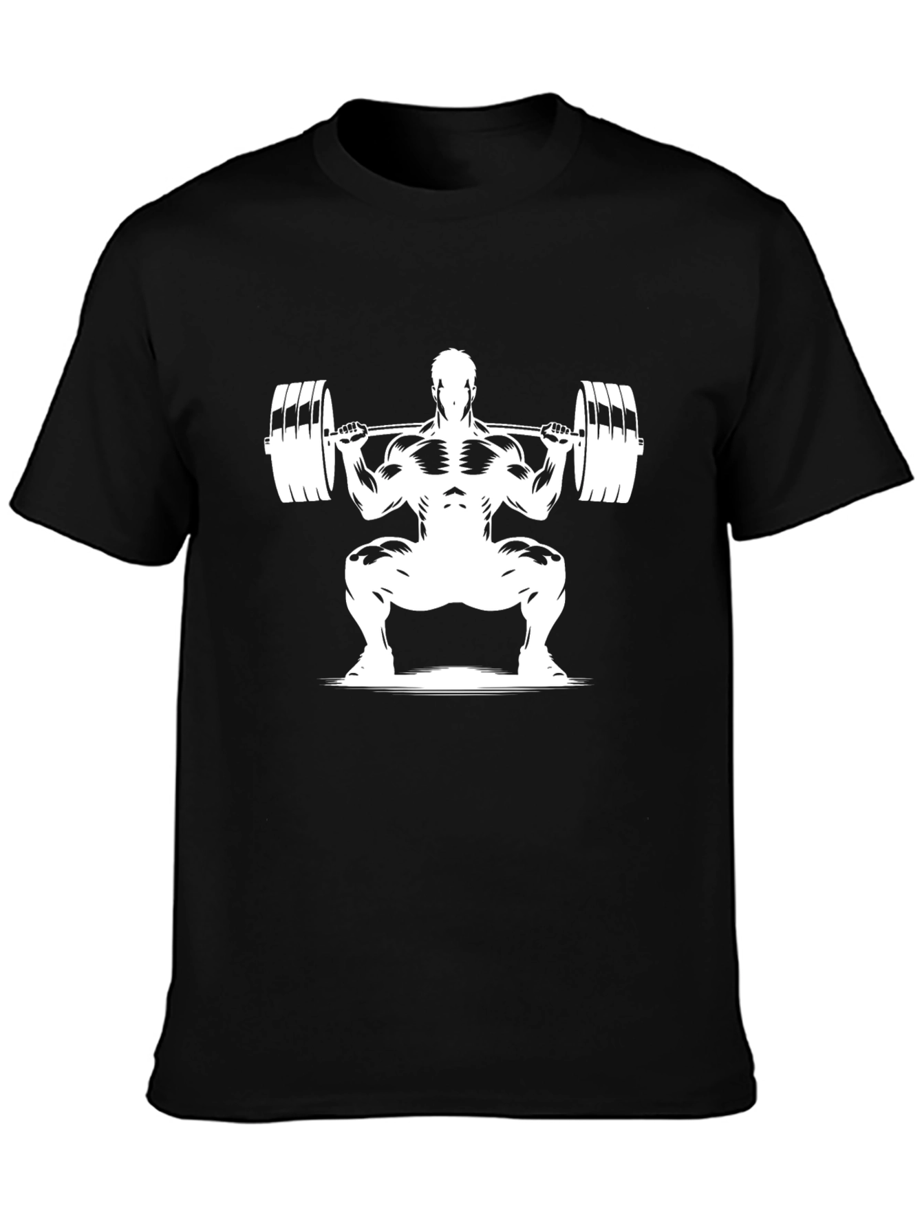 Weightlifting T-Shirt: Bodybuilder Squat Design - Black
