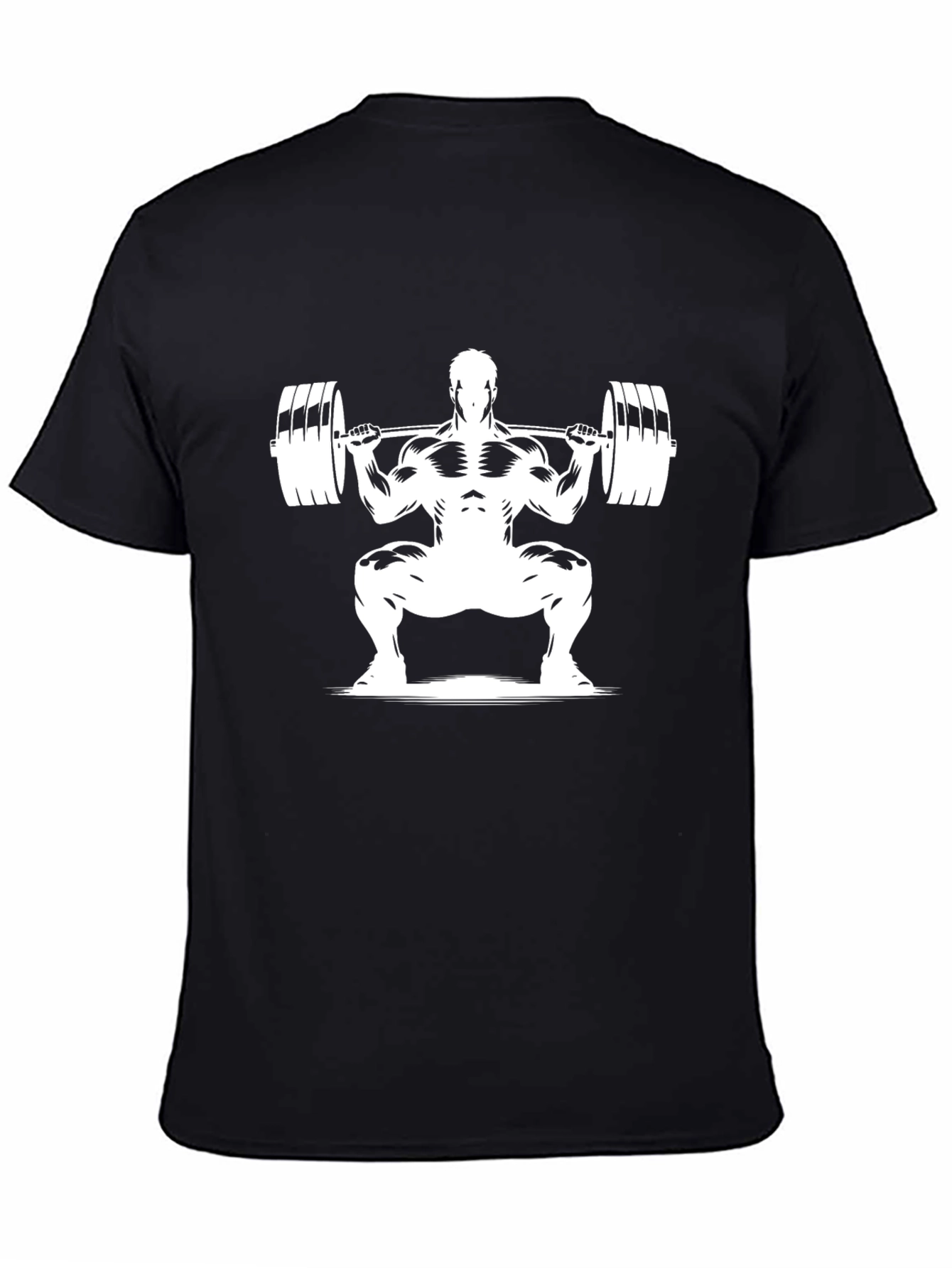 Weightlifting T-Shirt: Bodybuilder Squat Design - Black