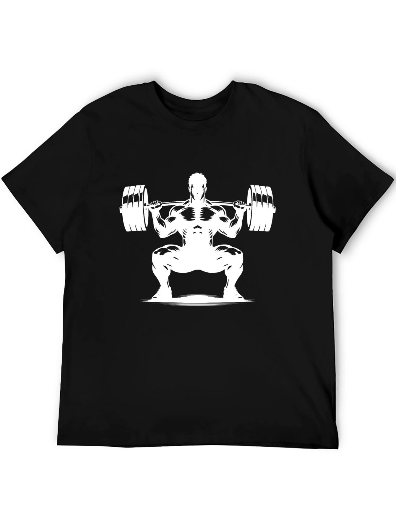 Weightlifting T-Shirt: Bodybuilder Squat Design - Black