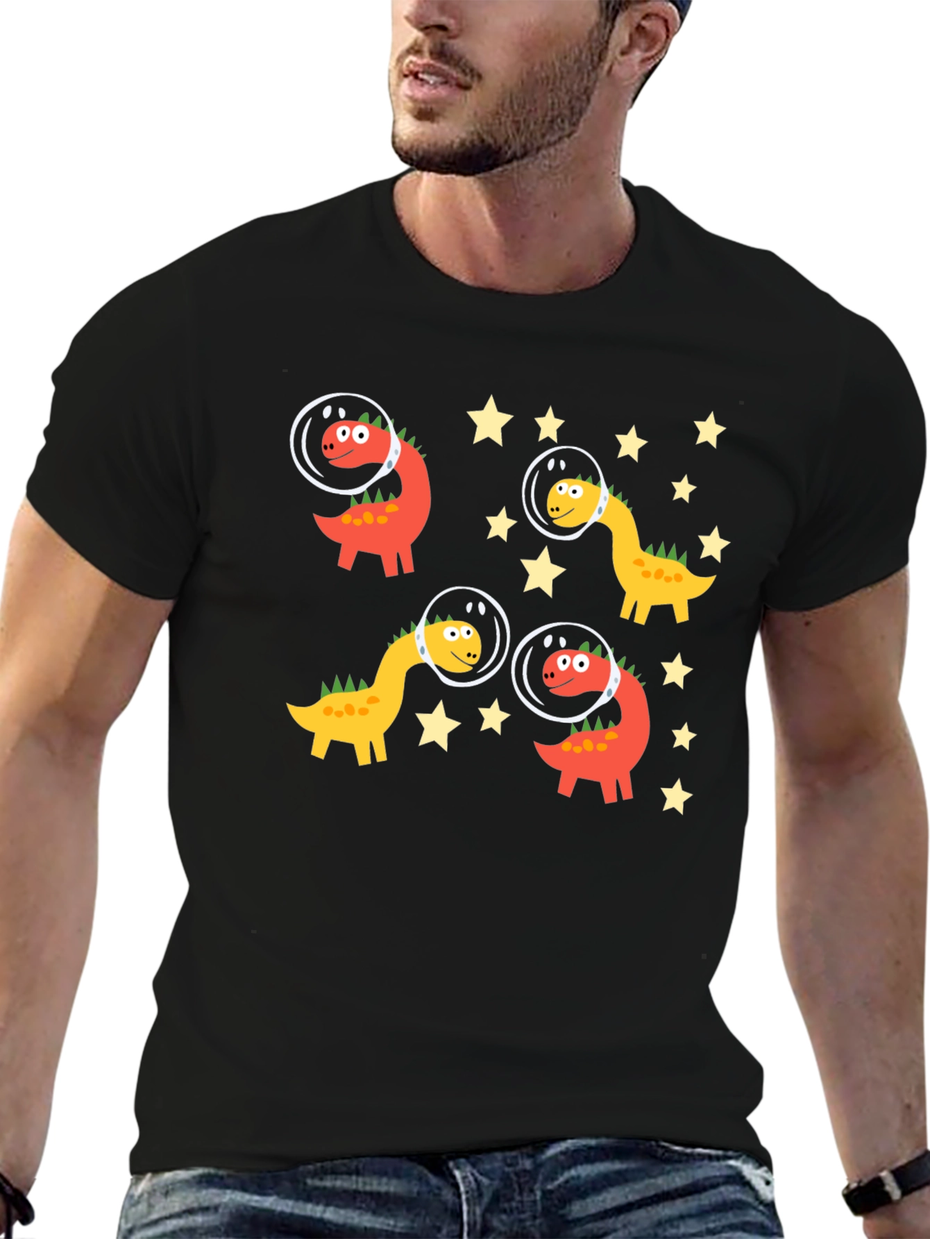 Dino Astronauts Black Graphic Tee