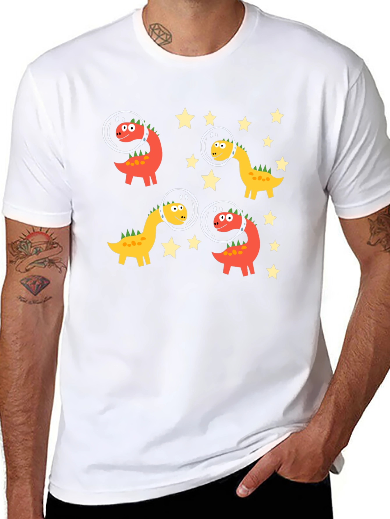 Dino Astronauts Black Graphic Tee