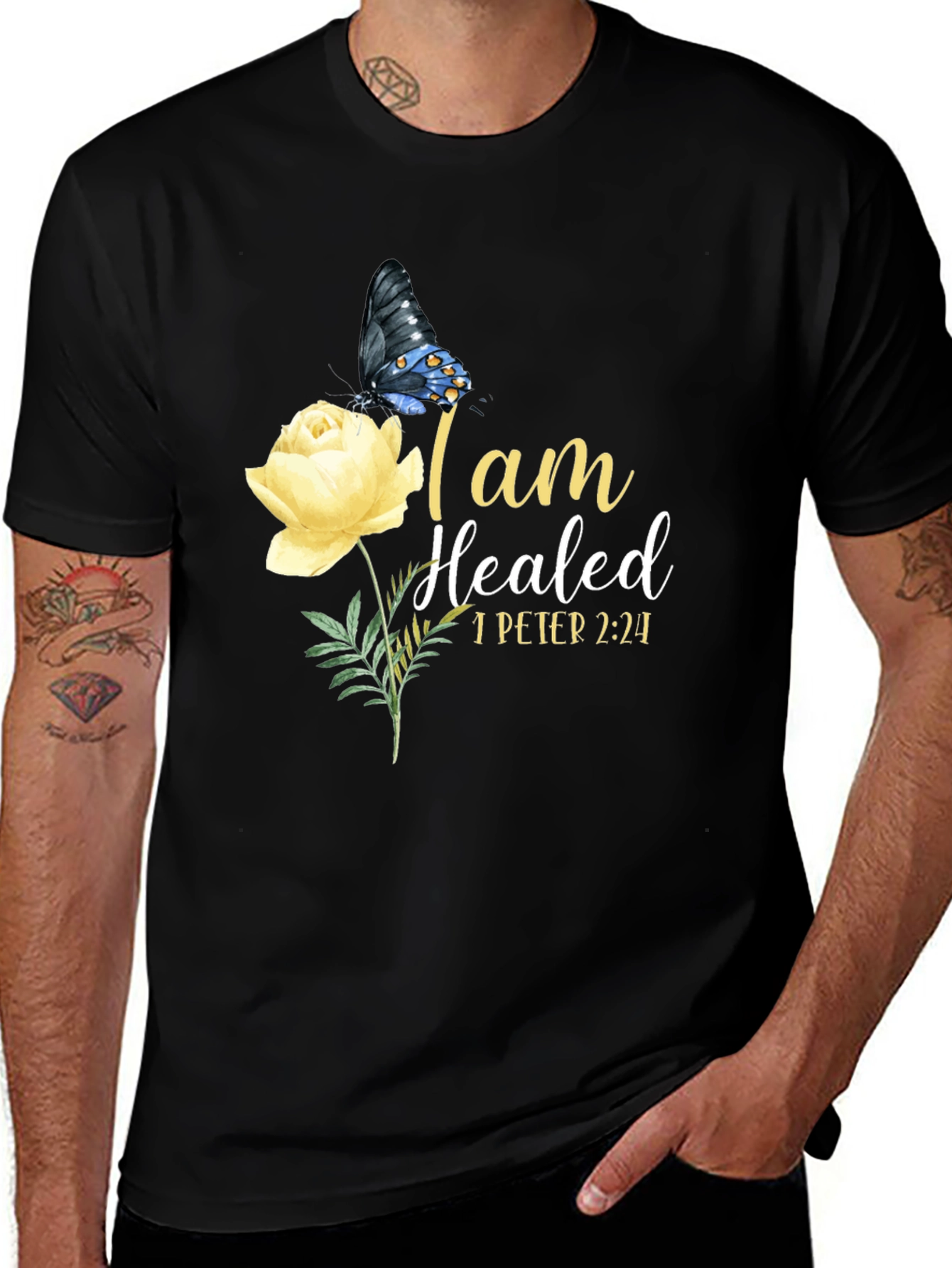 I am Healed Butterfly & Rose T-Shirt