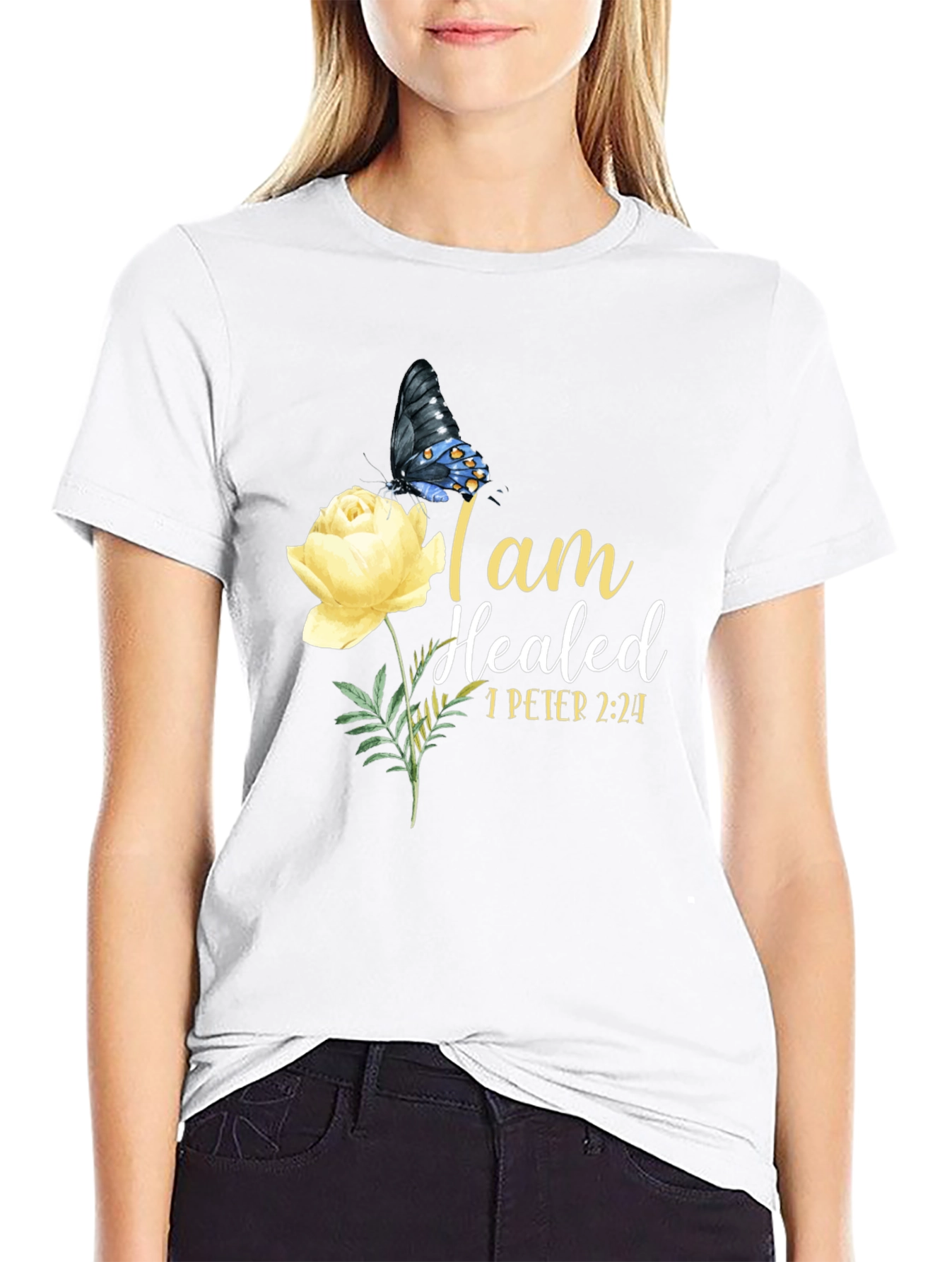 I am Healed Butterfly & Rose T-Shirt