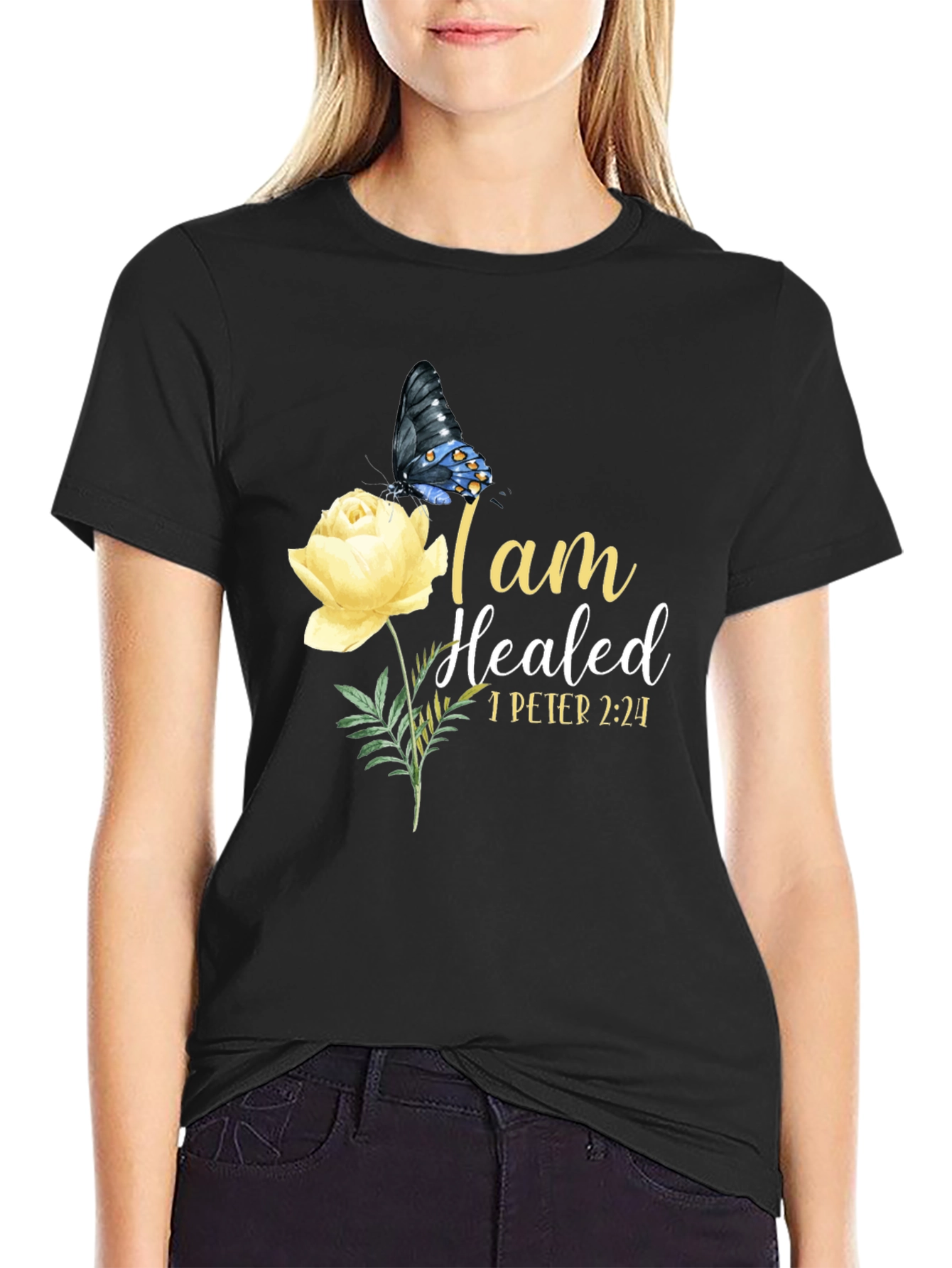 I am Healed Butterfly & Rose T-Shirt