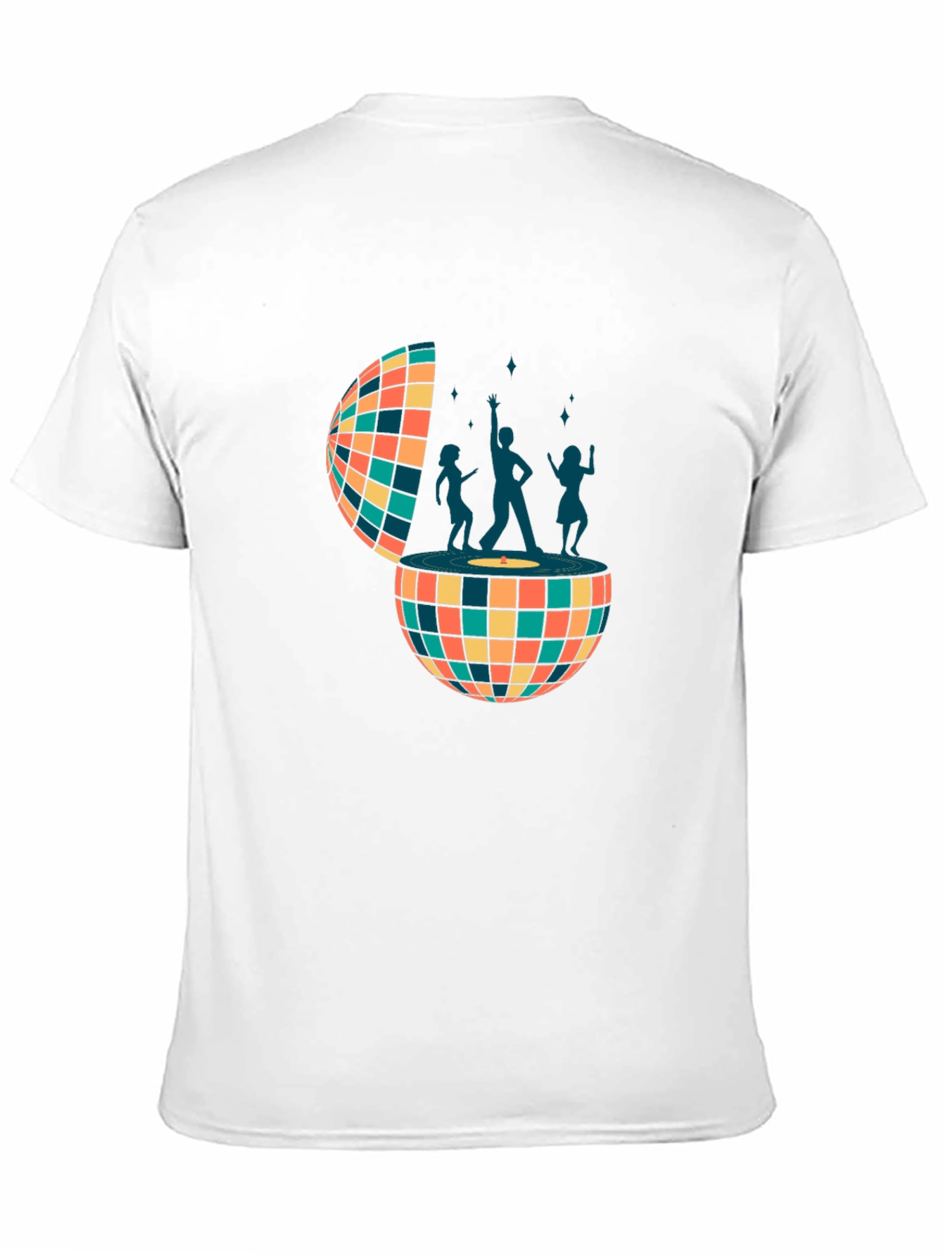 Retro Disco Ball Dance Crew Graphic Tee - Black