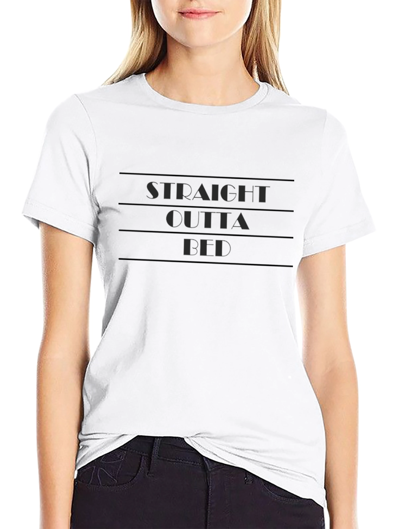 Straight Outta Bed Black Graphic T-Shirt